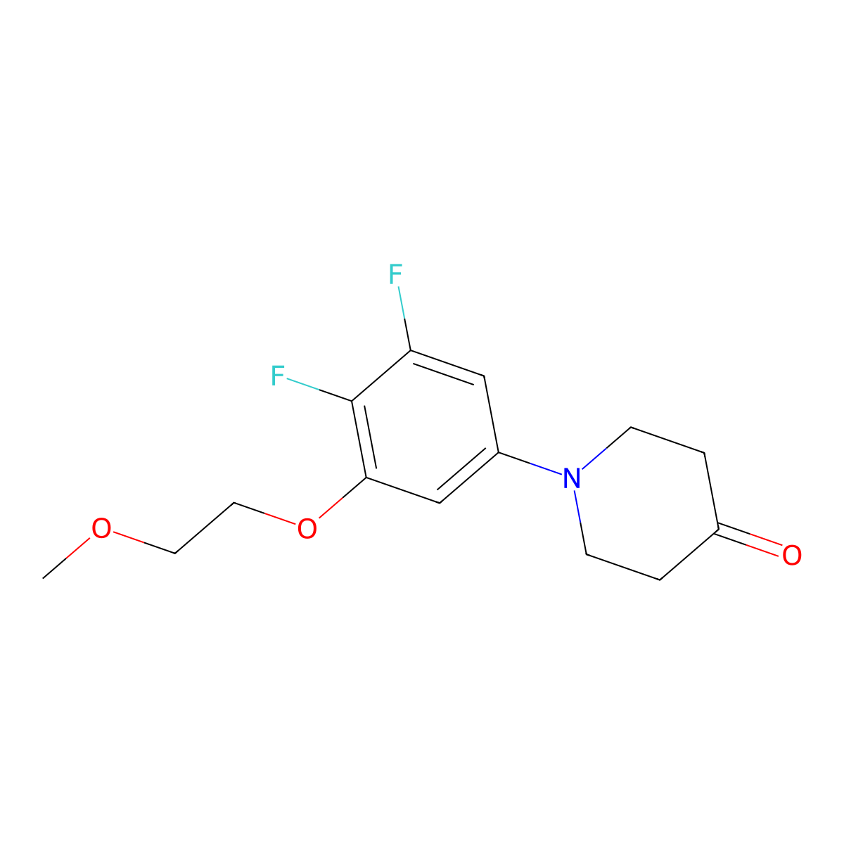 1-(3,4-Difluoro-5-(2-methoxyethoxy)phenyl)piperidin-4-one molecular structure, CAS 2043000-70-8
