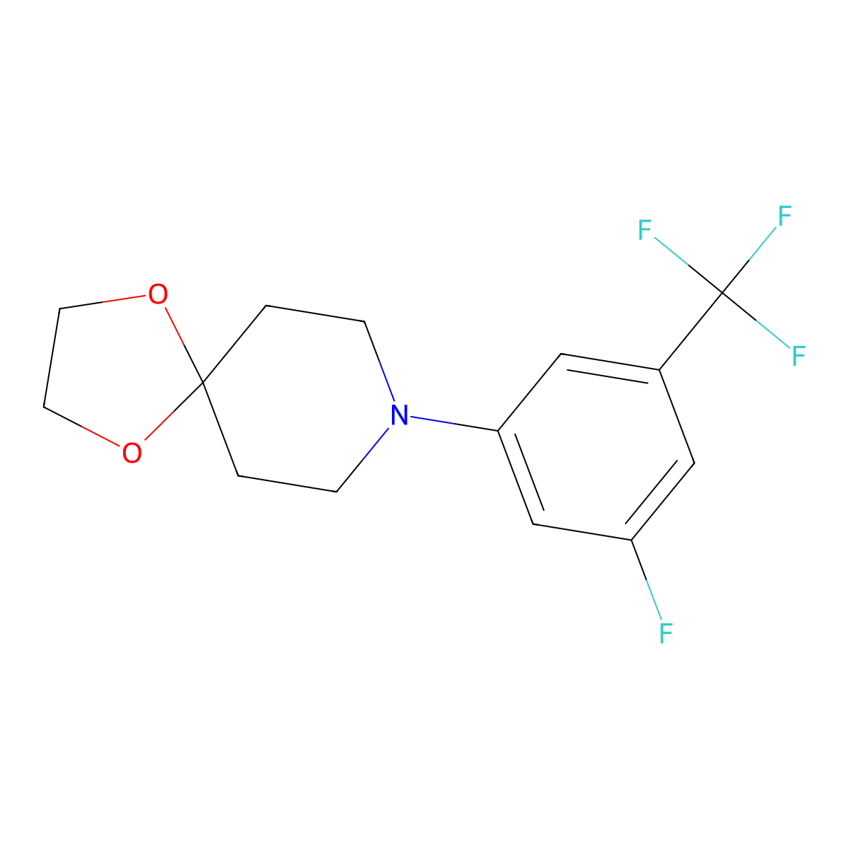 8-(3-Fluoro-5-(trifluoromethyl)phenyl)-1,4-dioxa-8-azaspiro[4.5]decane molecular structure, CAS 2043000-87-7