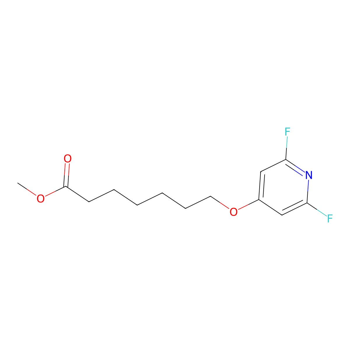 Methyl 7-((2,6-difluoropyridin-4-YL)oxy)heptanoate molecular structure, CAS 2043001-29-0