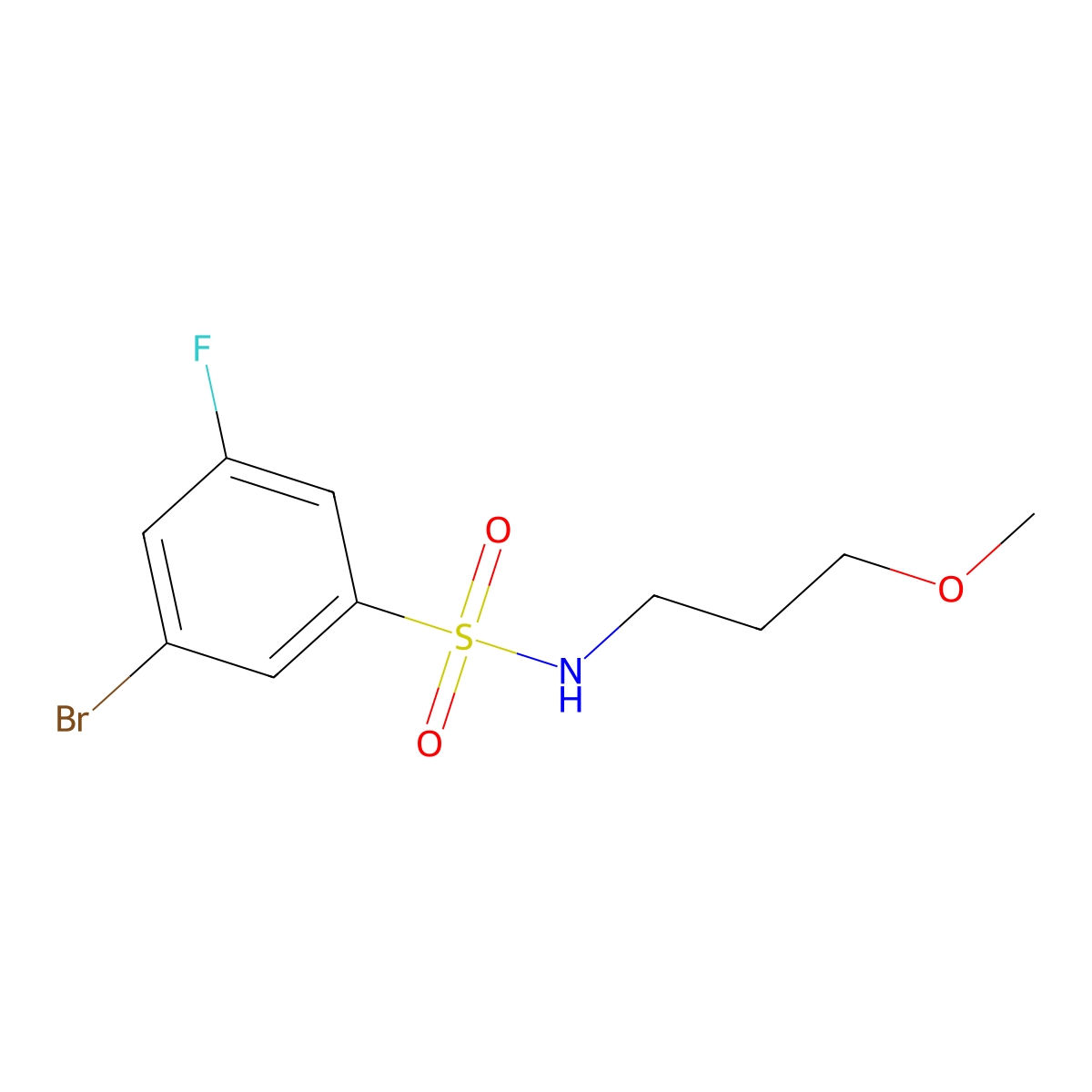 3-Bromo-5-fluoro-N-(3-methoxypropyl)benzenesulfonamide molecular structure, CAS 2043001-51-8