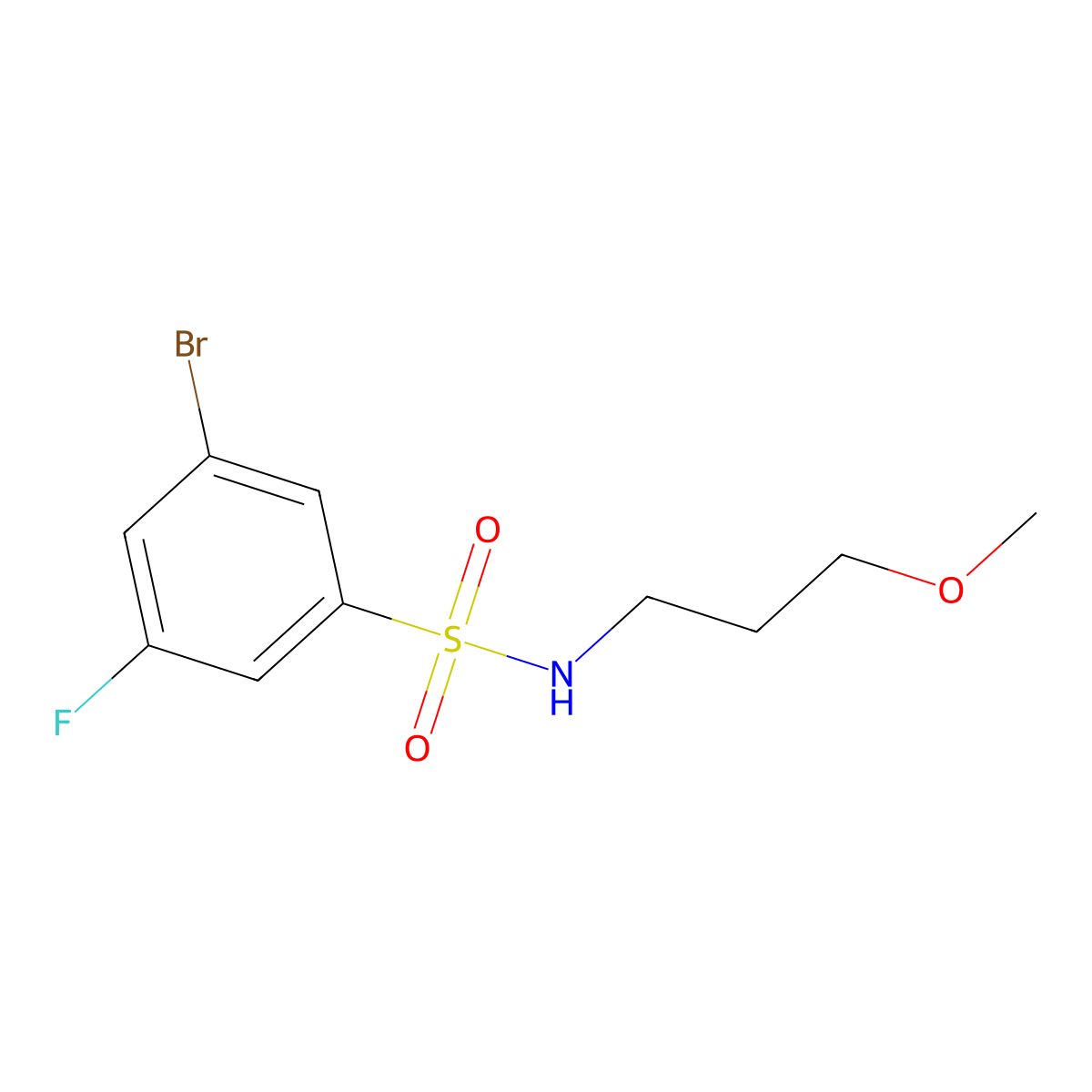3-Bromo-5-fluoro-N-(3-methoxypropyl)benzenesulfonamide molecular structure, CAS 2043001-51-8