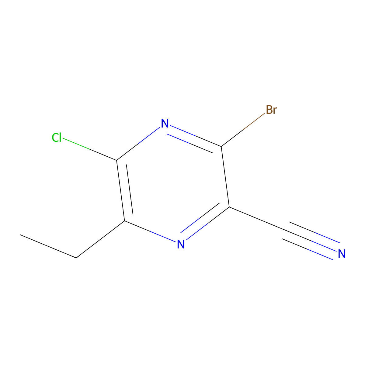 3-Bromo-5-chloro-6-ethylpyrazine-2-carbonitrile molecular structure, CAS 2043020-03-5