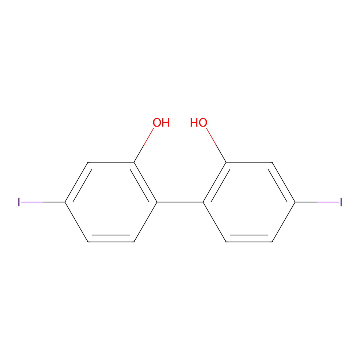 4,4'-Diiodo[1,1'-biphenyl]-2,2'-diol molecular structure, CAS 204315-81-1