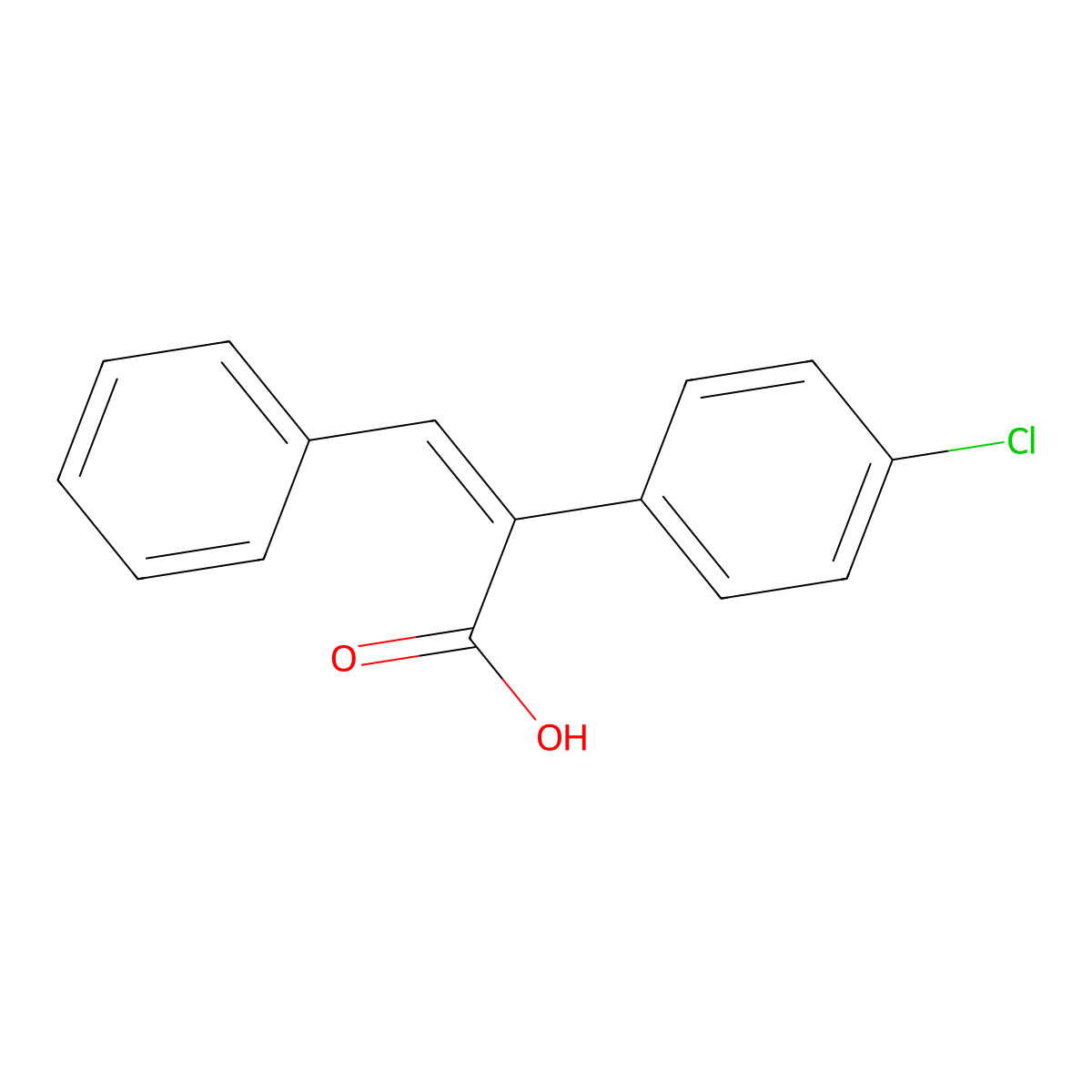 (2E)-2-(4-chlorophenyl)-3-phenyl-2-propenoic acid molecular structure, CAS 20432-20-6