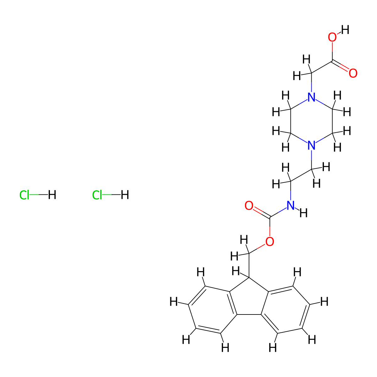 4-[2-(Fmoc-amino)ethyl]piperazin-1-ylacetic acid dihydrochloride molecular structure, CAS 204320-65-0