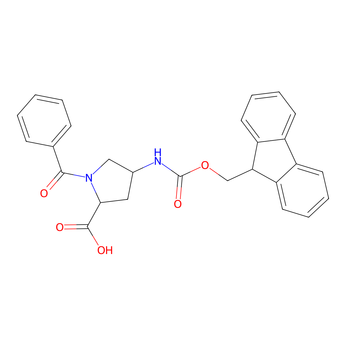 Fmoc-(2S,4S)-4-amino-1-benzoyl-pyrrolidine-2-carboxylic acid molecular structure, CAS 204321-85-7