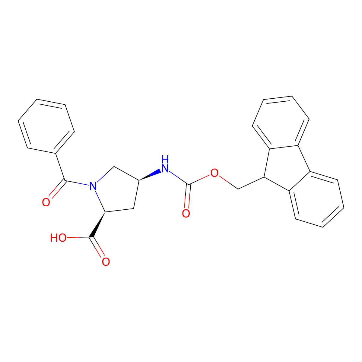 Fmoc-(2S,4S)-4-amino-1-benzoyl-pyrrolidine-2-carboxylic acid molecular structure, CAS 204321-85-7