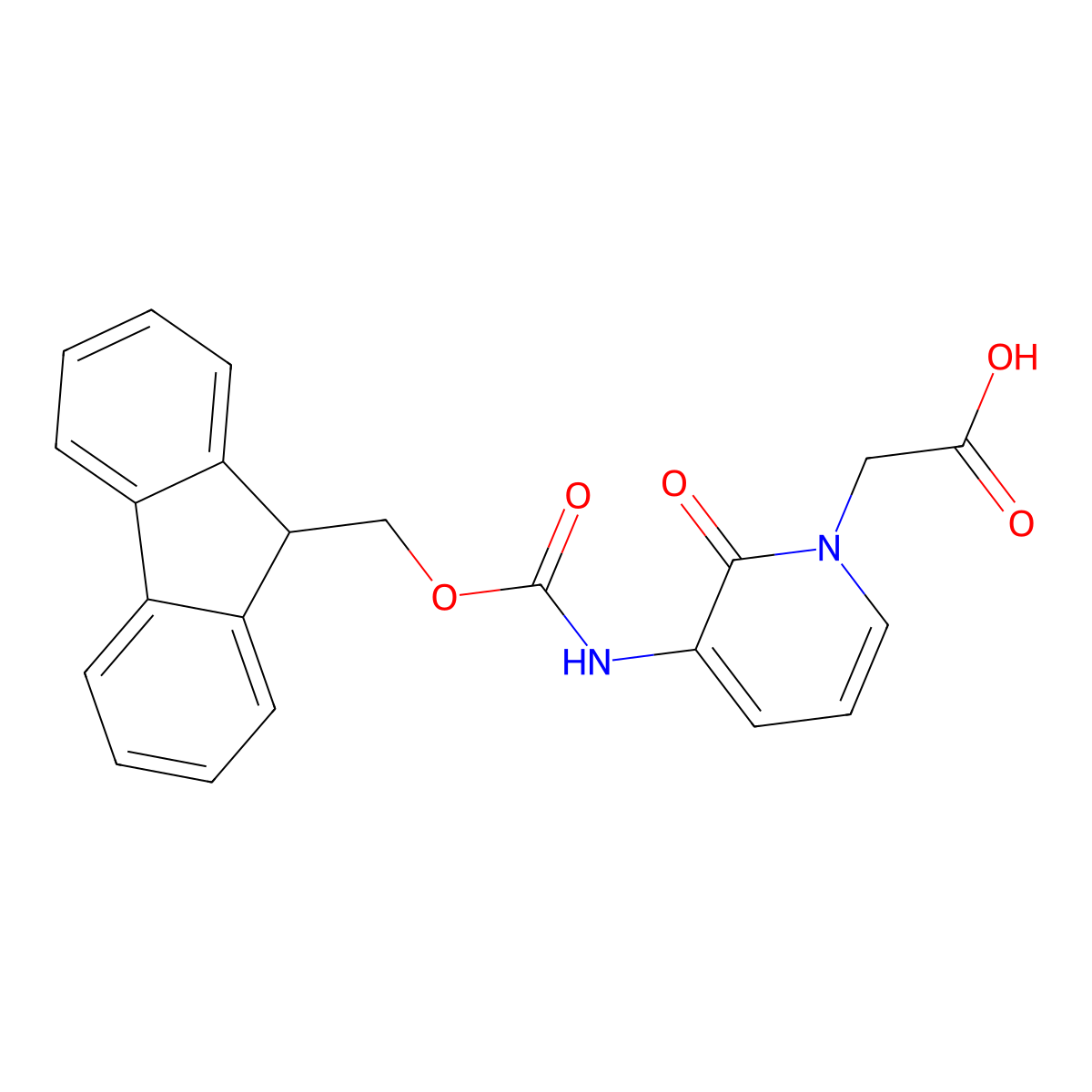 2-(3-((((9H-Fluoren-9-yl)methoxy)carbonyl)amino)-2-oxopyridin-1(2H)-yl)acetic acid molecular structure, CAS 204322-11-2