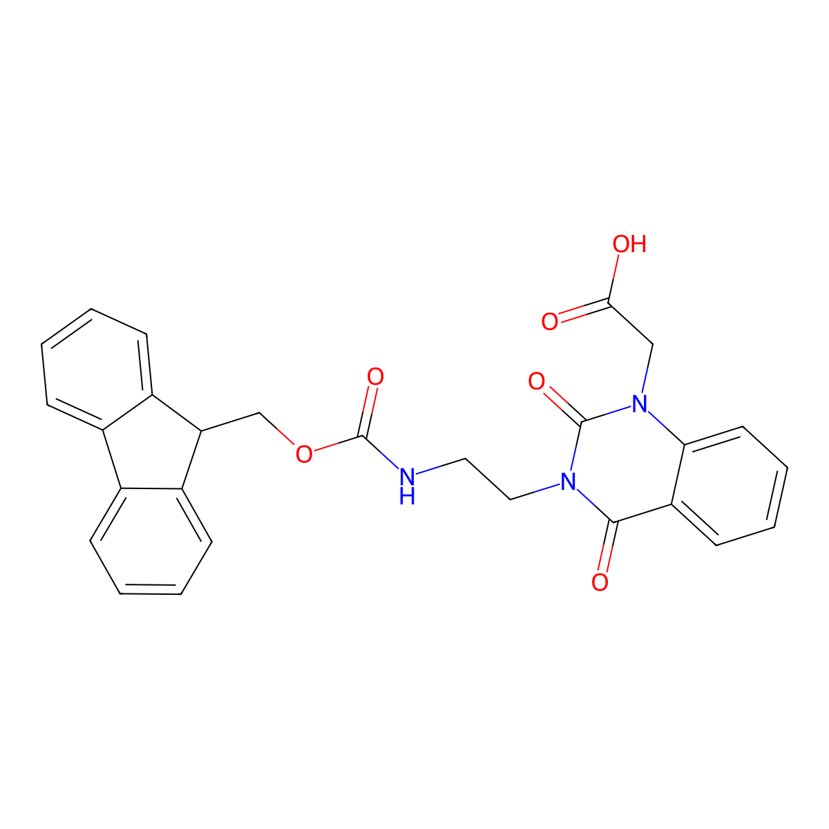 Fmoc-3-(2-aminoethyl)-1-carboxymethylquinazoline-2,4-dione molecular structure, CAS 204322-92-9