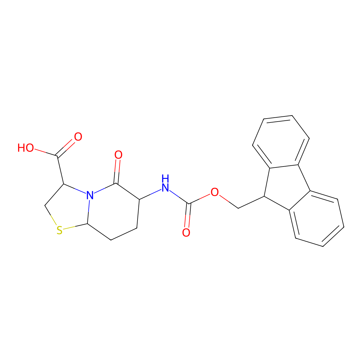 Fmoc-(3s,6s,9r)-2-oxo-3-amino-7-thia-1-azabicyclo[4.3.0]nonane-9-carboxylic acid molecular structure, CAS 204326-07-8