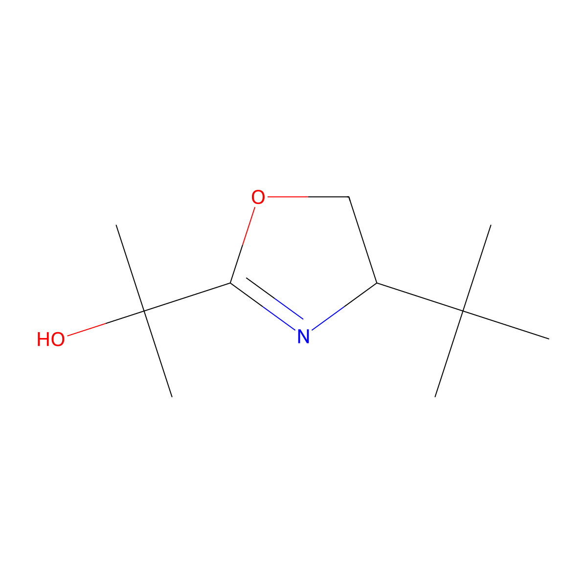 (S)-2-(4-(tert-Butyl)-4,5-dihydrooxazol-2-yl)propan-2-ol molecular structure, CAS 204333-19-7