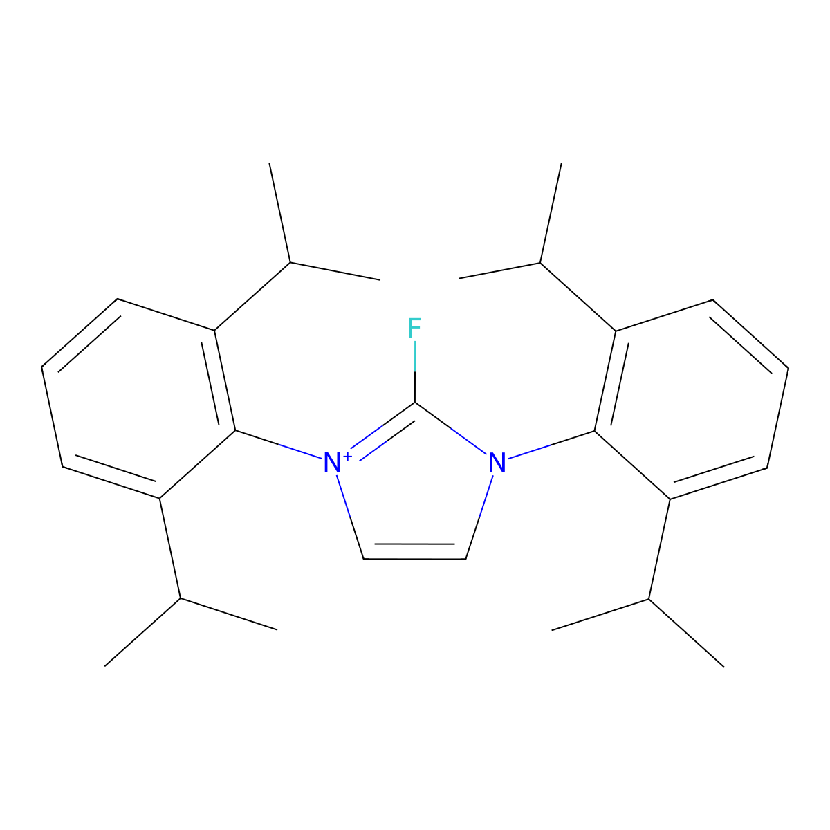 1,3-Bis(2,6-diisopropylphenyl)-2-fluoro-1H-imidazol-3-ium molecular structure, CAS 2043361-31-3