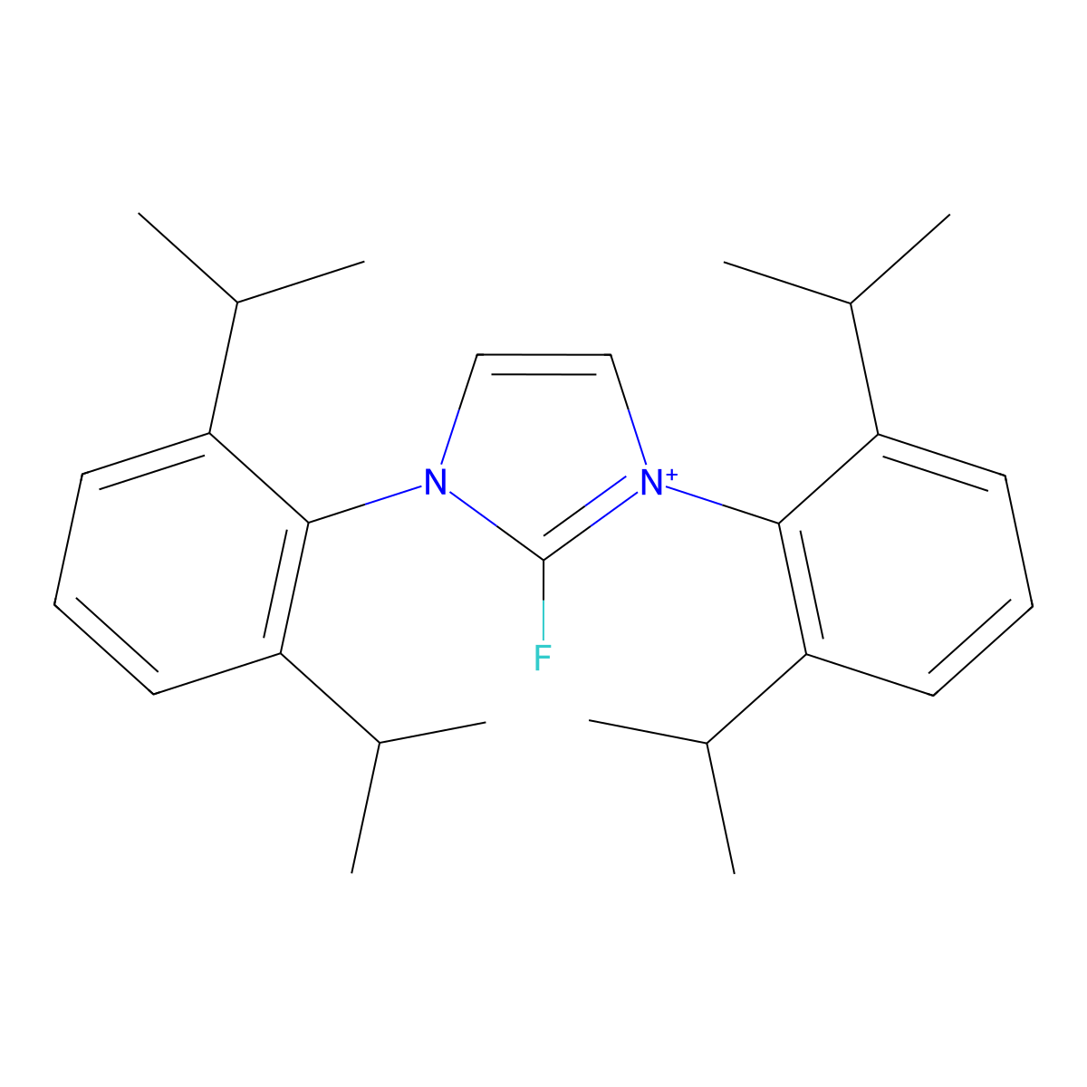 1,3-Bis(2,6-diisopropylphenyl)-2-fluoro-1H-imidazol-3-ium molecular structure, CAS 2043361-31-3
