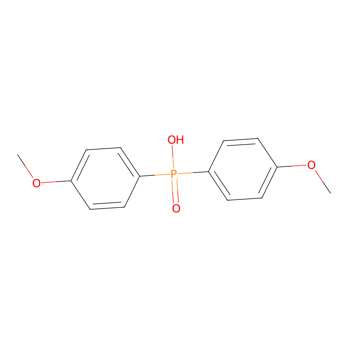 Bis(4-methoxyphenyl)phosphinic acid molecular structure, CAS 20434-05-3