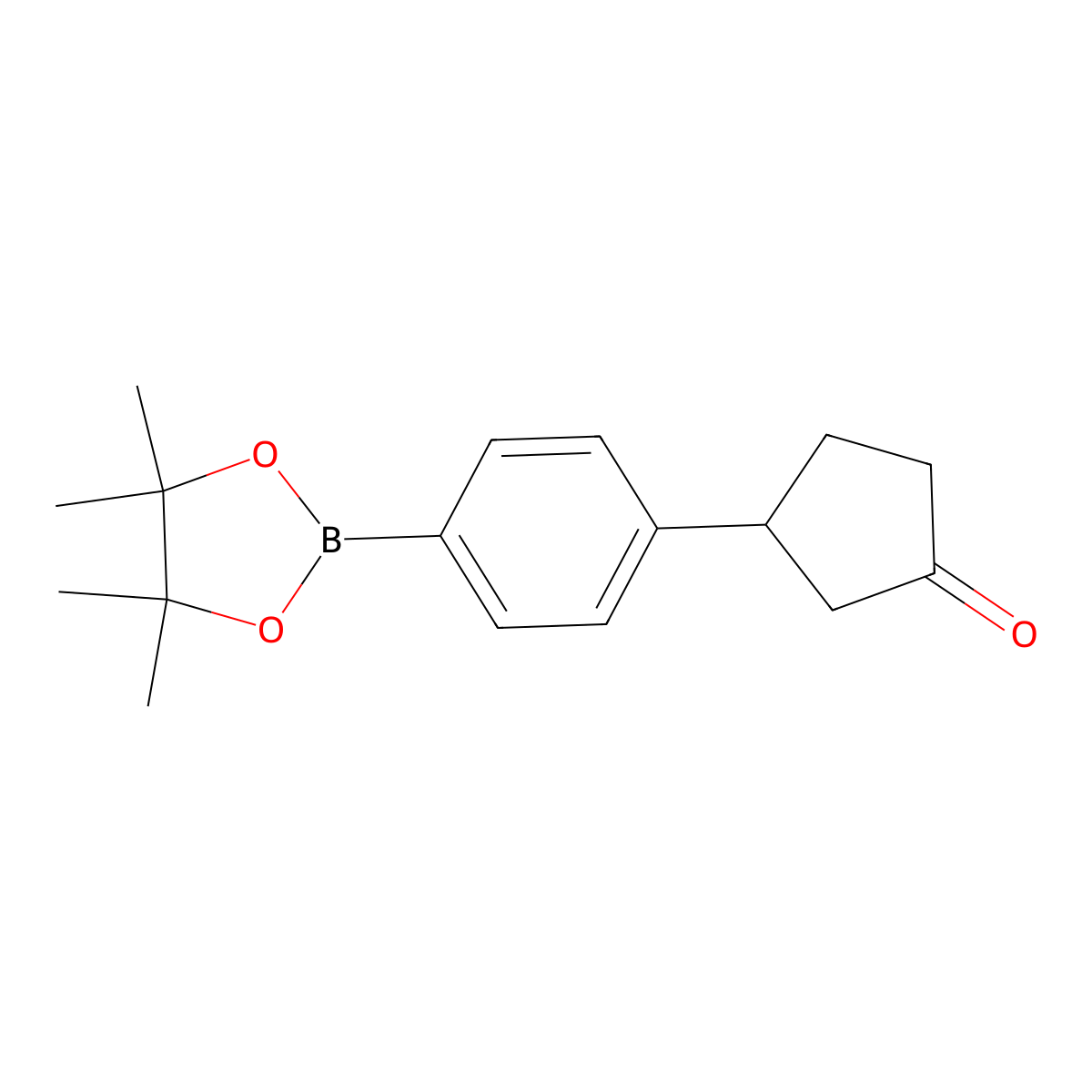 3-(4-(4,4,5,5-Tetramethyl-1,3,2-dioxaborolan-2-YL)phenyl)cyclopentan-1-one molecular structure, CAS 2043593-73-1