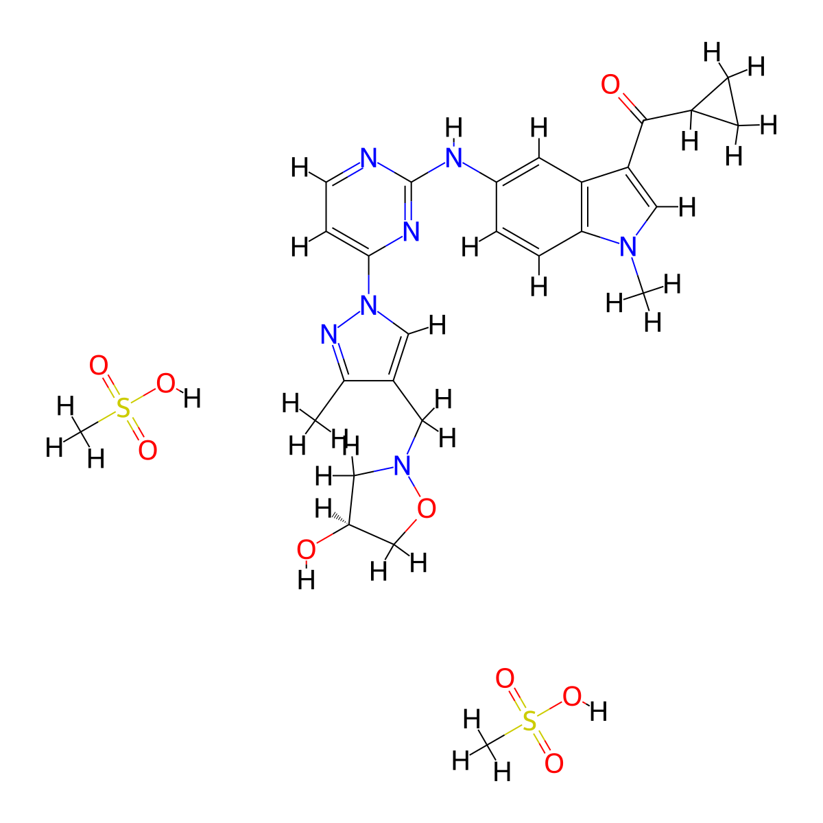 Cevidoplenib Dimesylate molecular structure, CAS 2043659-93-2