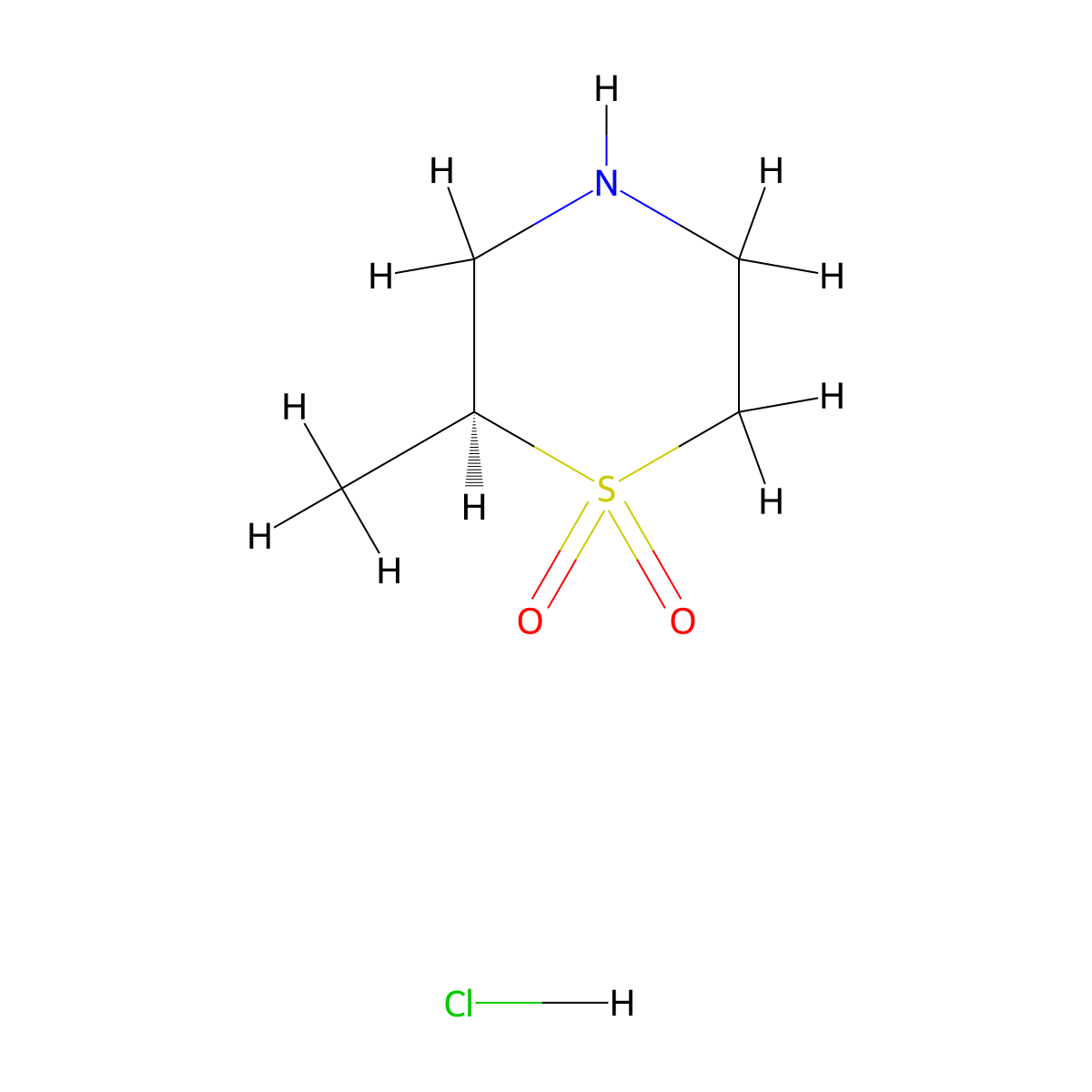 (2S)-2-methyl-1lambda6-thiomorpholine-1,1-dione hydrochloride molecular structure, CAS 2043769-78-2