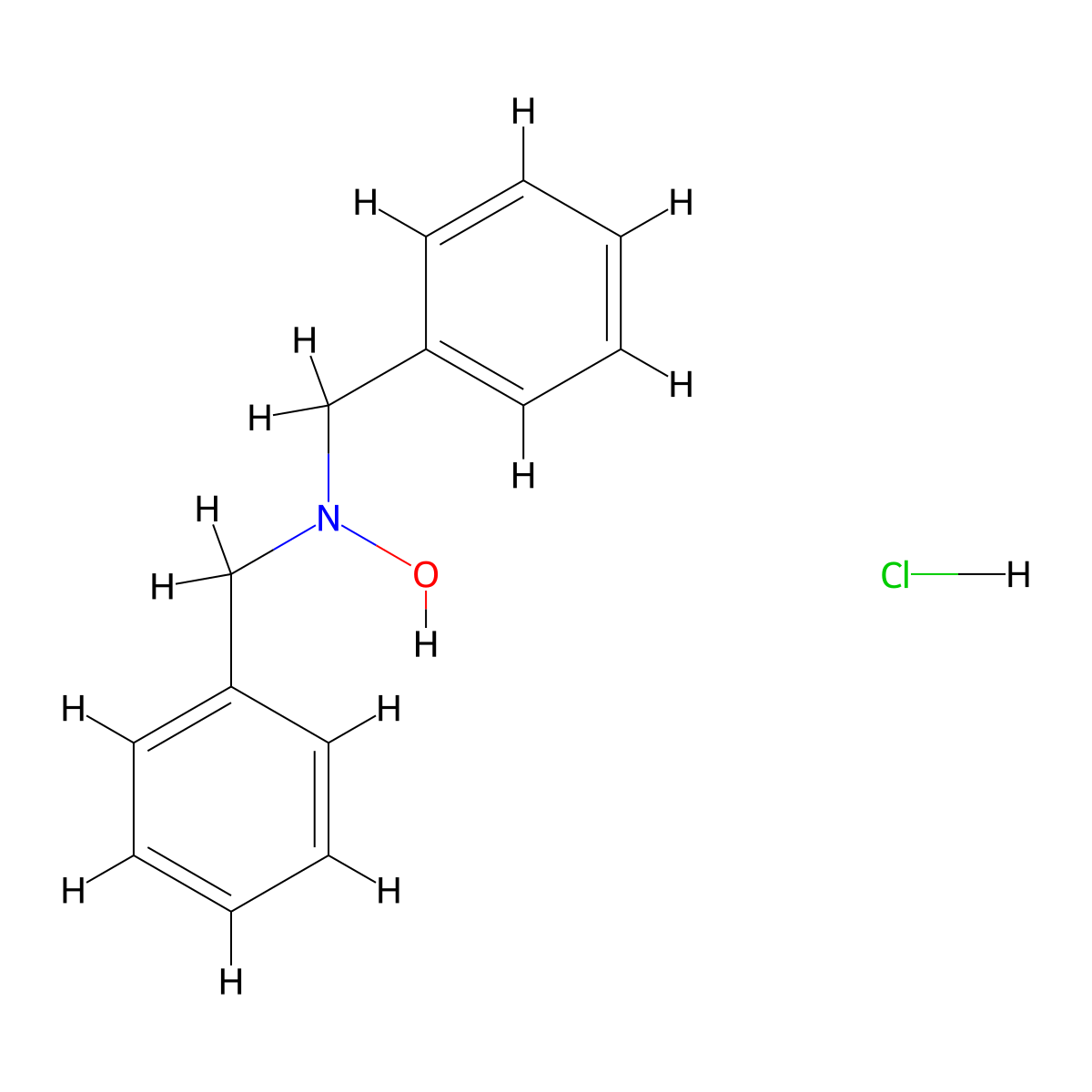 {[Benzyl(hydroxy)amino]methyl}benzene hydrochloride molecular structure, CAS 20438-95-3