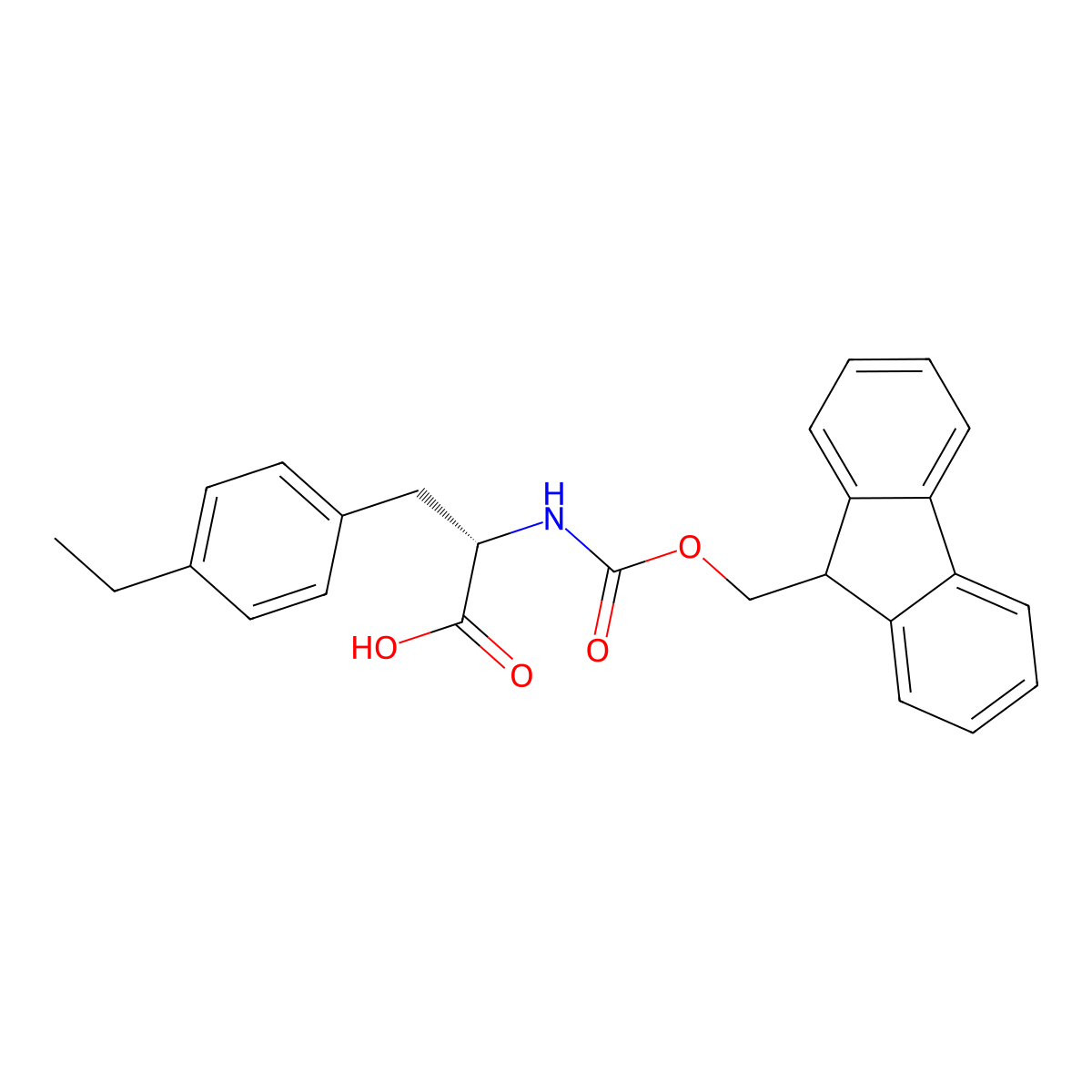 (S)-2-((((9H-Fluoren-9-yl)methoxy)carbonyl)amino)-3-(4-ethylphenyl)propanoic acid molecular structure, CAS 204384-72-5