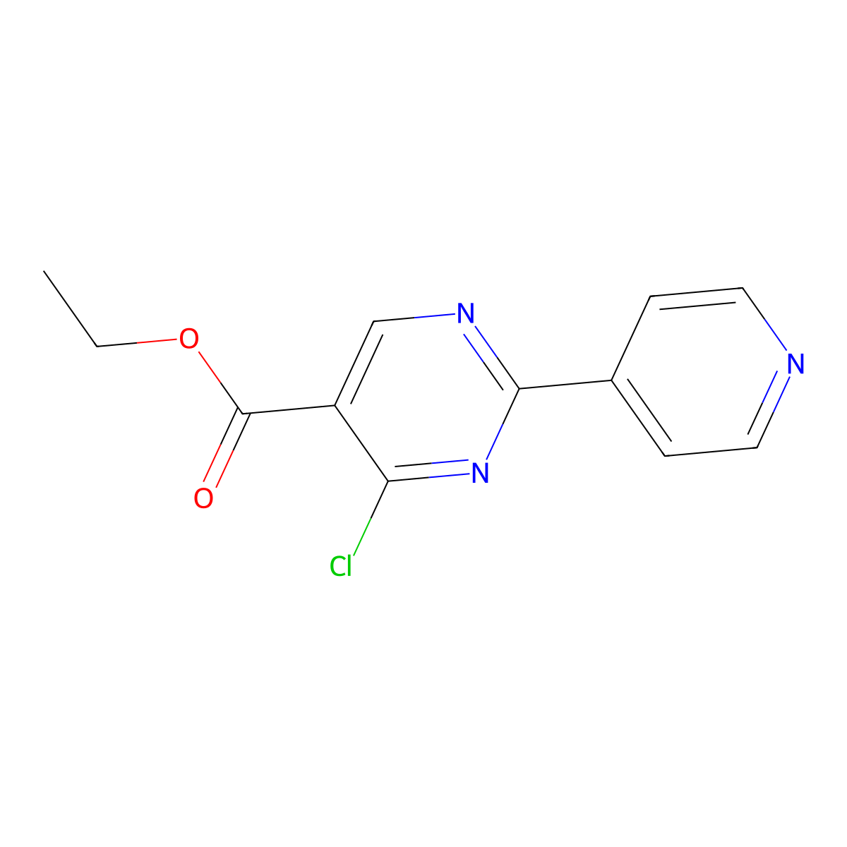 Ethyl 4-chloro-2-(pyridin-4-yl)pyrimidine-5-carboxylate molecular structure, CAS 204394-36-5