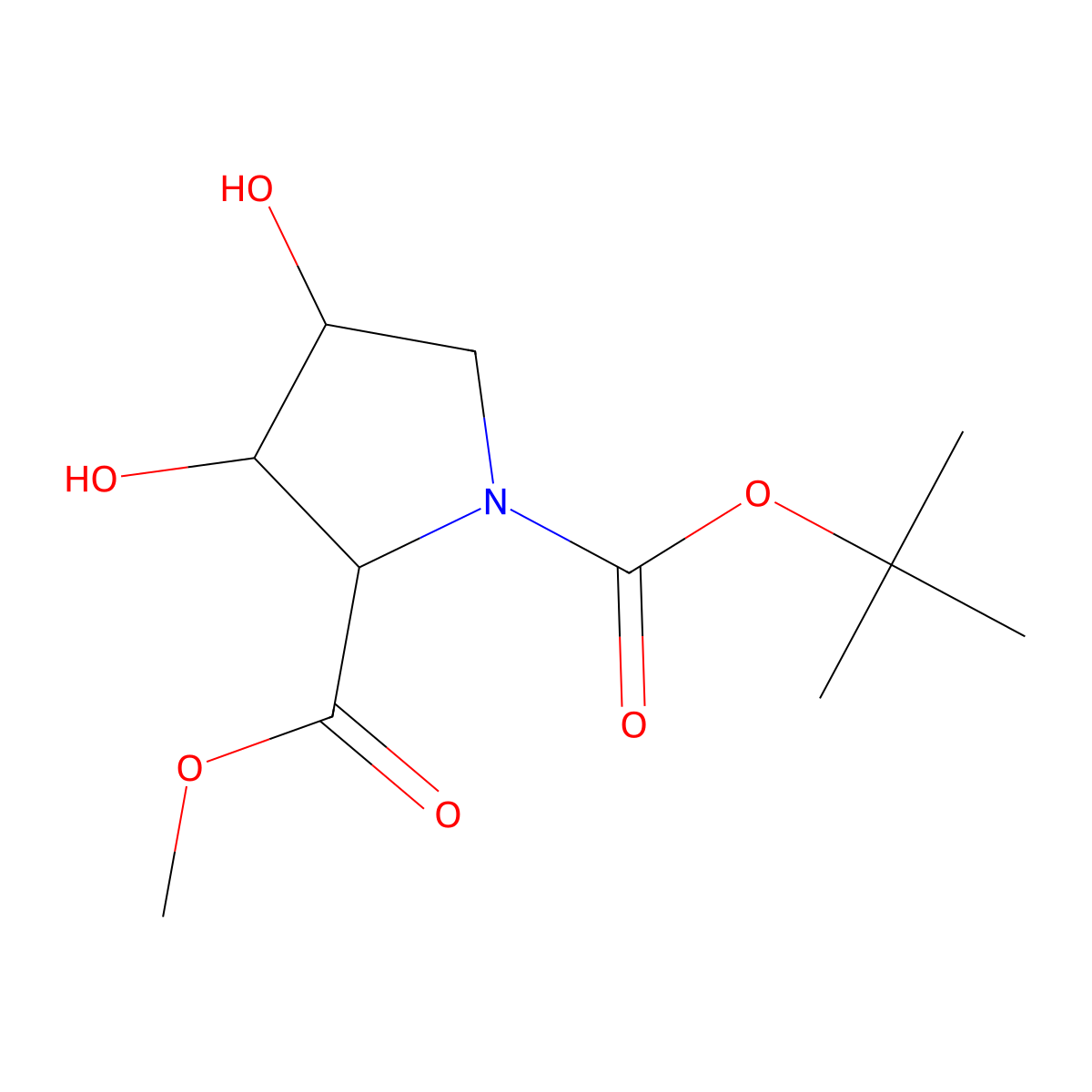 rac-1-tert-butyl 2-methyl (2R,3S,4R)-3,4-dihydroxypyrrolidine-1,2-dicarboxylate molecular structure, CAS 204398-85-6