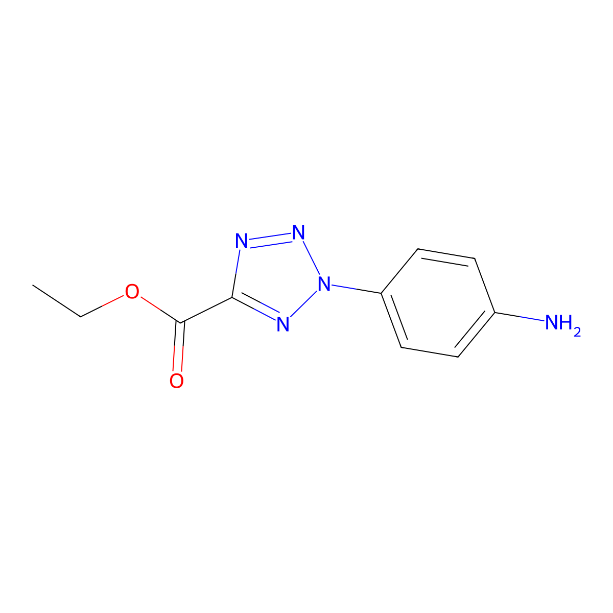ethyl 2-(4-aminophenyl)-2H-1,2,3,4-tetrazole-5-carboxylate molecular structure, CAS 2044271-11-4