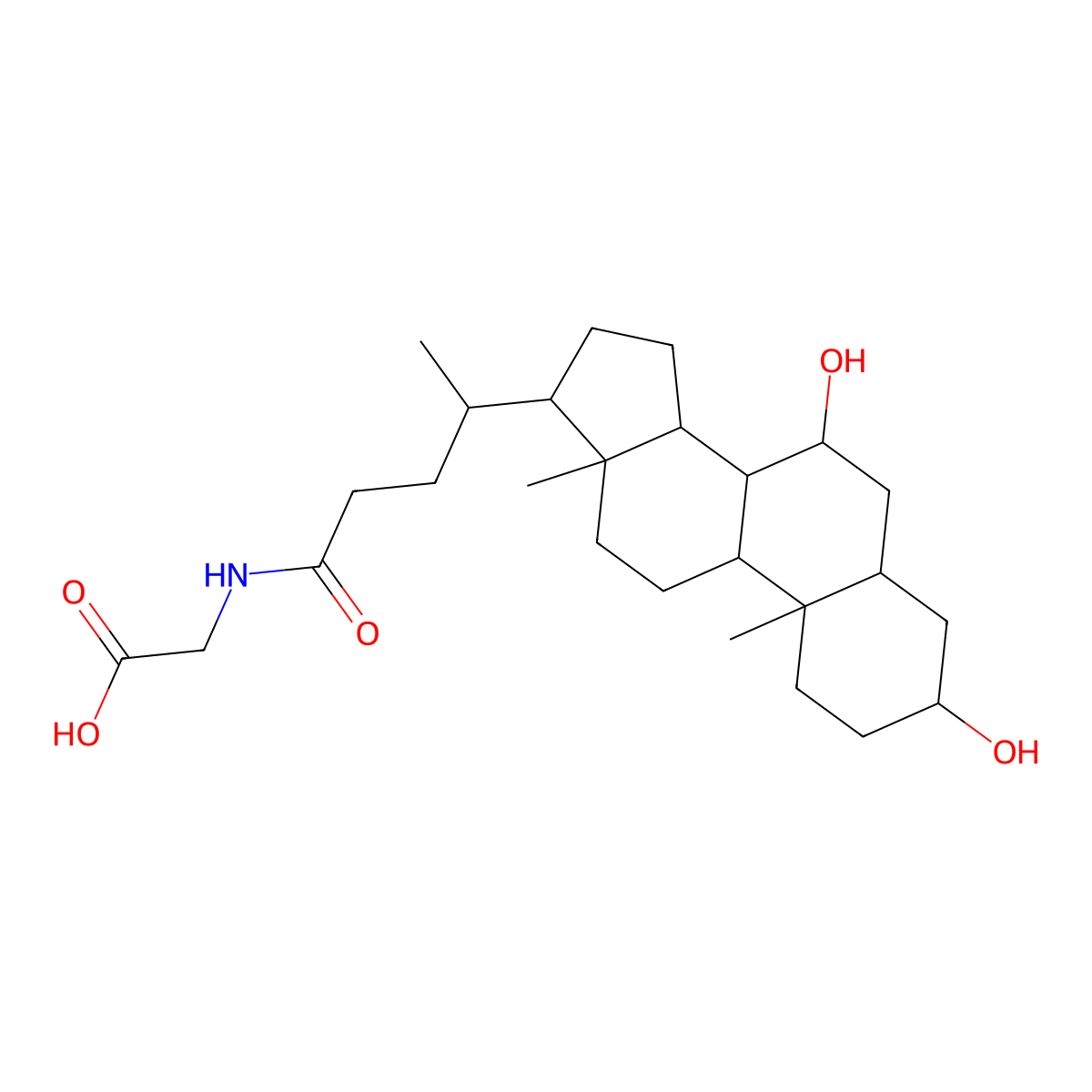2-[4-(3,7-dihydroxy-10,13-dimethyl-2,3,4,5,6,7,8,9,11,12,14,15,16,17-tetradecahydro-1H-cyclopenta[a]phenanthren-17-yl)pentanoylamino]acetic acid molecular structure, CAS 2044276-17-5