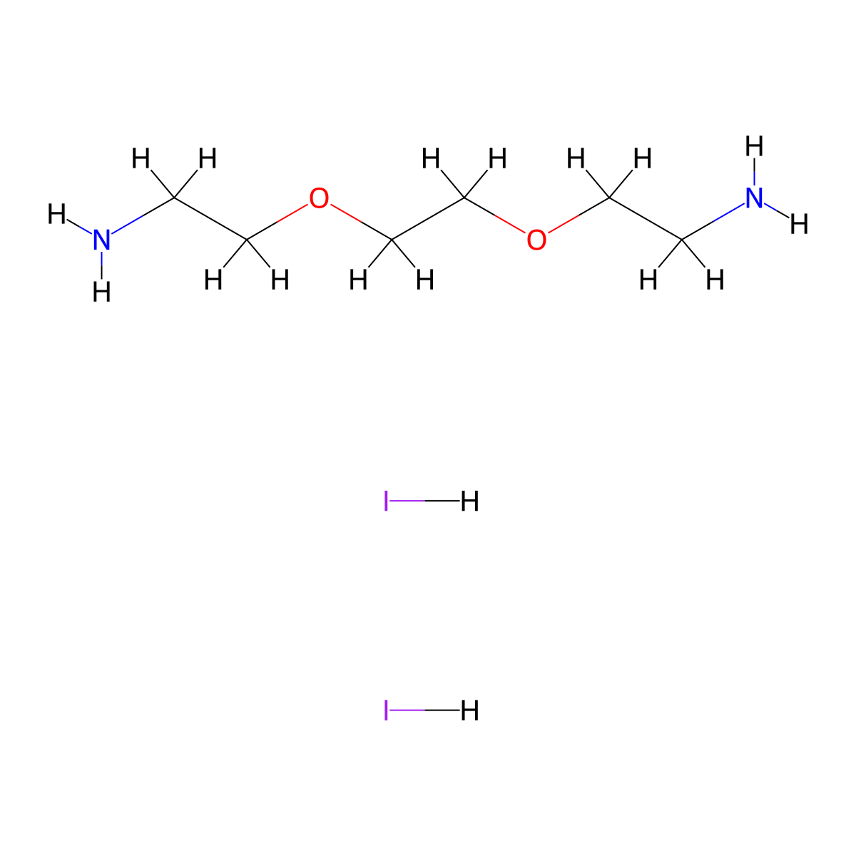 2,2'-(Ethane-1,2-diylbis(oxy))bis(ethan-1-amine) dihydroiodide molecular structure, CAS 2044283-93-2