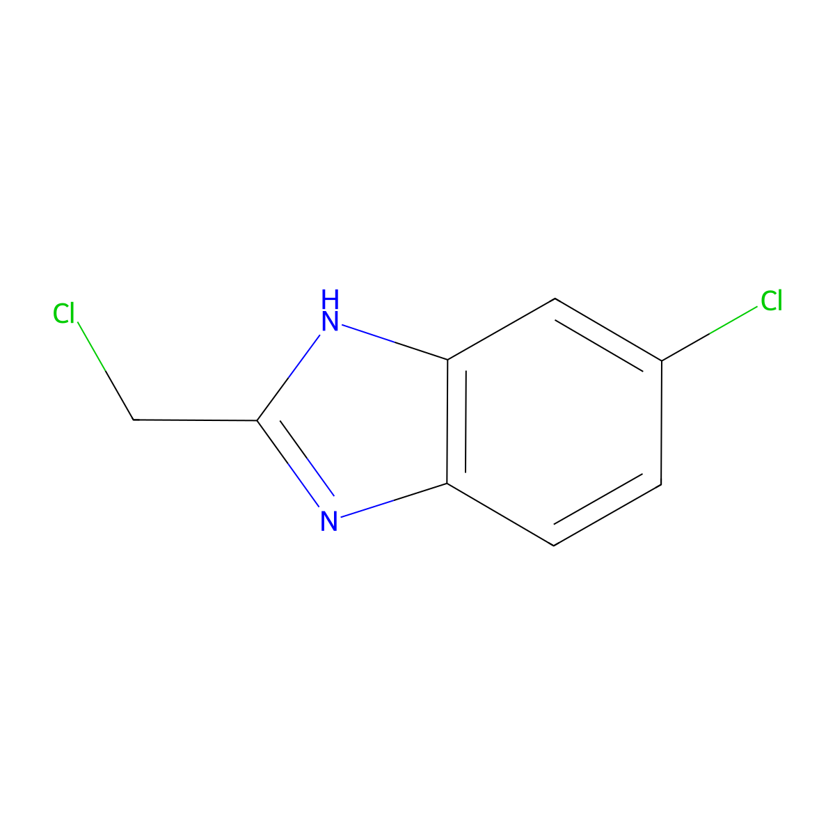 5-chloro-2-(chloromethyl)-1H-1,3-benzodiazole molecular structure, CAS 20443-38-3