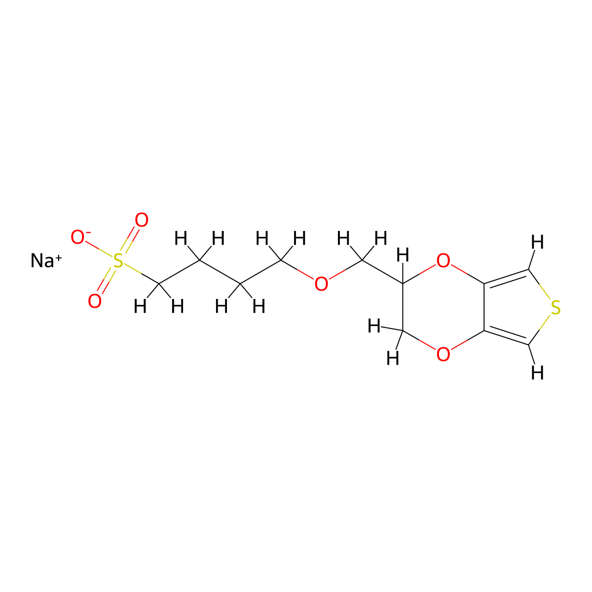 Sodium 4-((2,3-dihydrothieno(3,4-b)(1,4)dioxin-2-yl)methoxy)butane-1-sulfonate molecular structure, CAS 204444-01-9