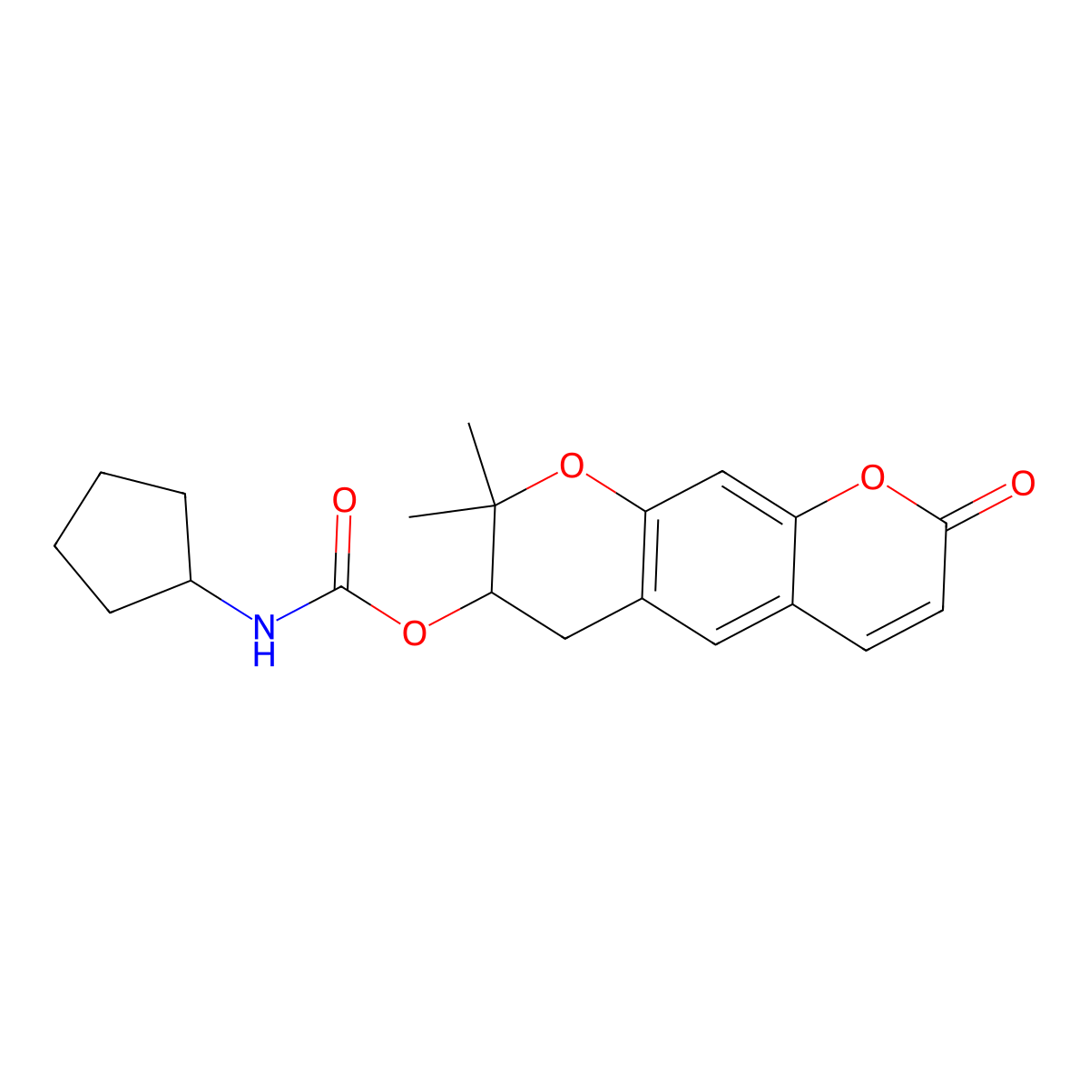 [(3S)-2,2-dimethyl-8-oxo-3,4-dihydropyrano[3,2-g]chromen-3-yl] N-cyclopentylcarbamate molecular structure, CAS 2044497-76-7