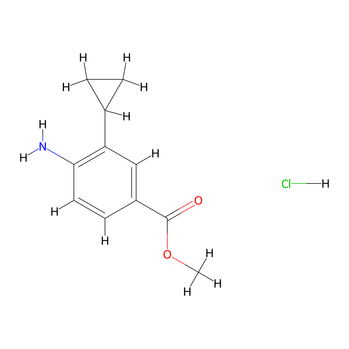 Methyl 4-amino-3-cyclopropylbenzoate hydrochloride molecular structure, CAS 2044702-51-2