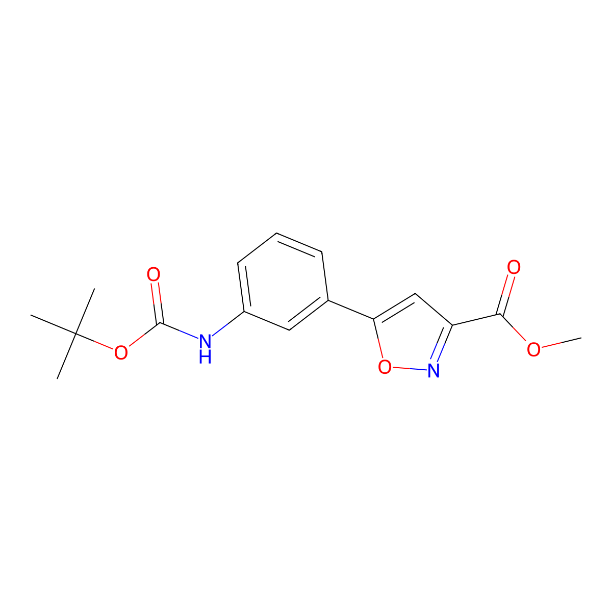 Methyl 5-(3-((tert-butoxycarbonyl)amino)phenyl)isoxazole-3-carboxylate molecular structure, CAS 2044702-71-6