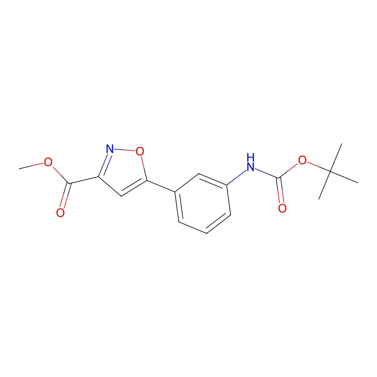 Methyl 5-(3-((tert-butoxycarbonyl)amino)phenyl)isoxazole-3-carboxylate molecular structure, CAS 2044702-71-6