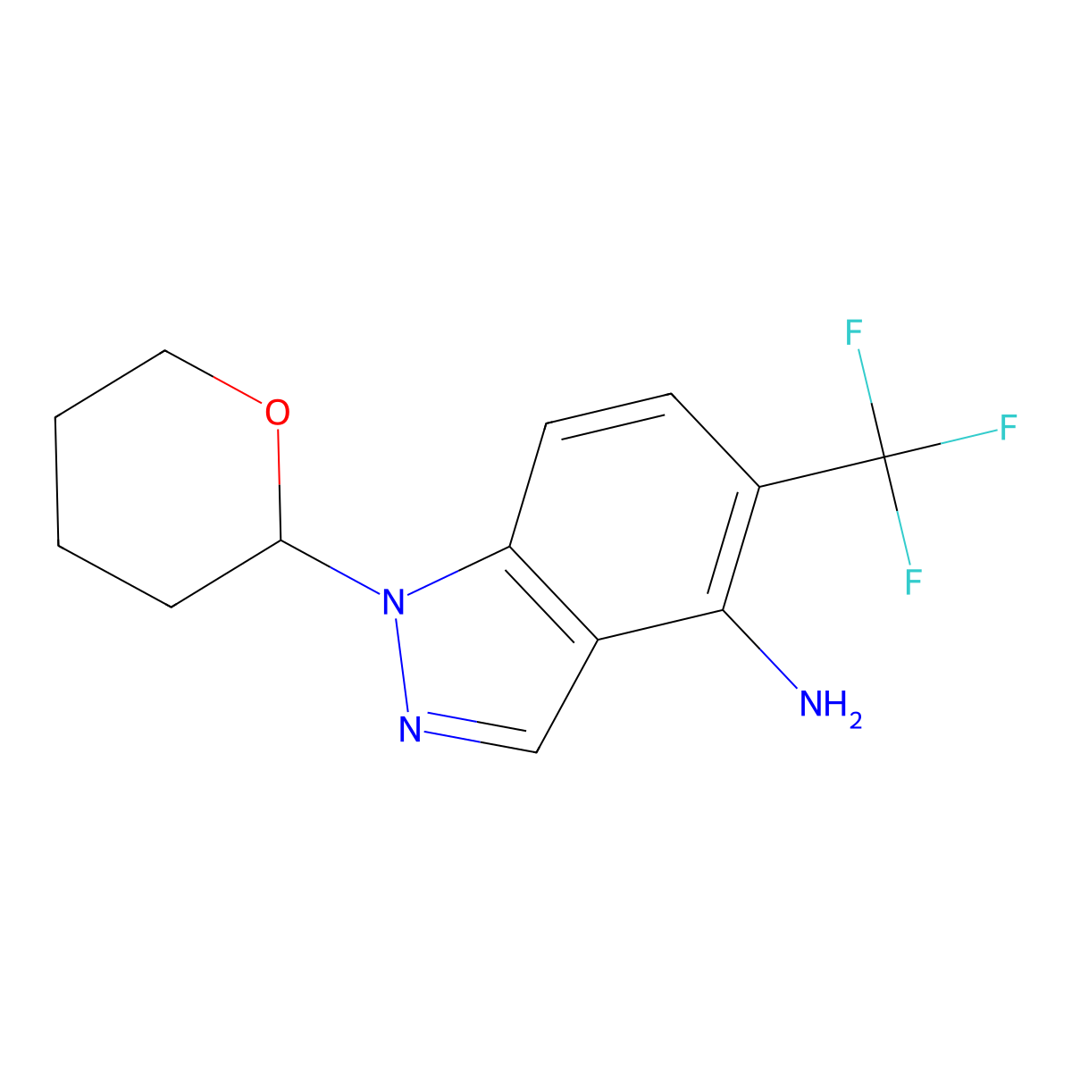 1-(Tetrahydro-2H-pyran-2-yl)-5-(trifluoromethyl)-1H-indazol-4-amine molecular structure, CAS 2044703-06-0