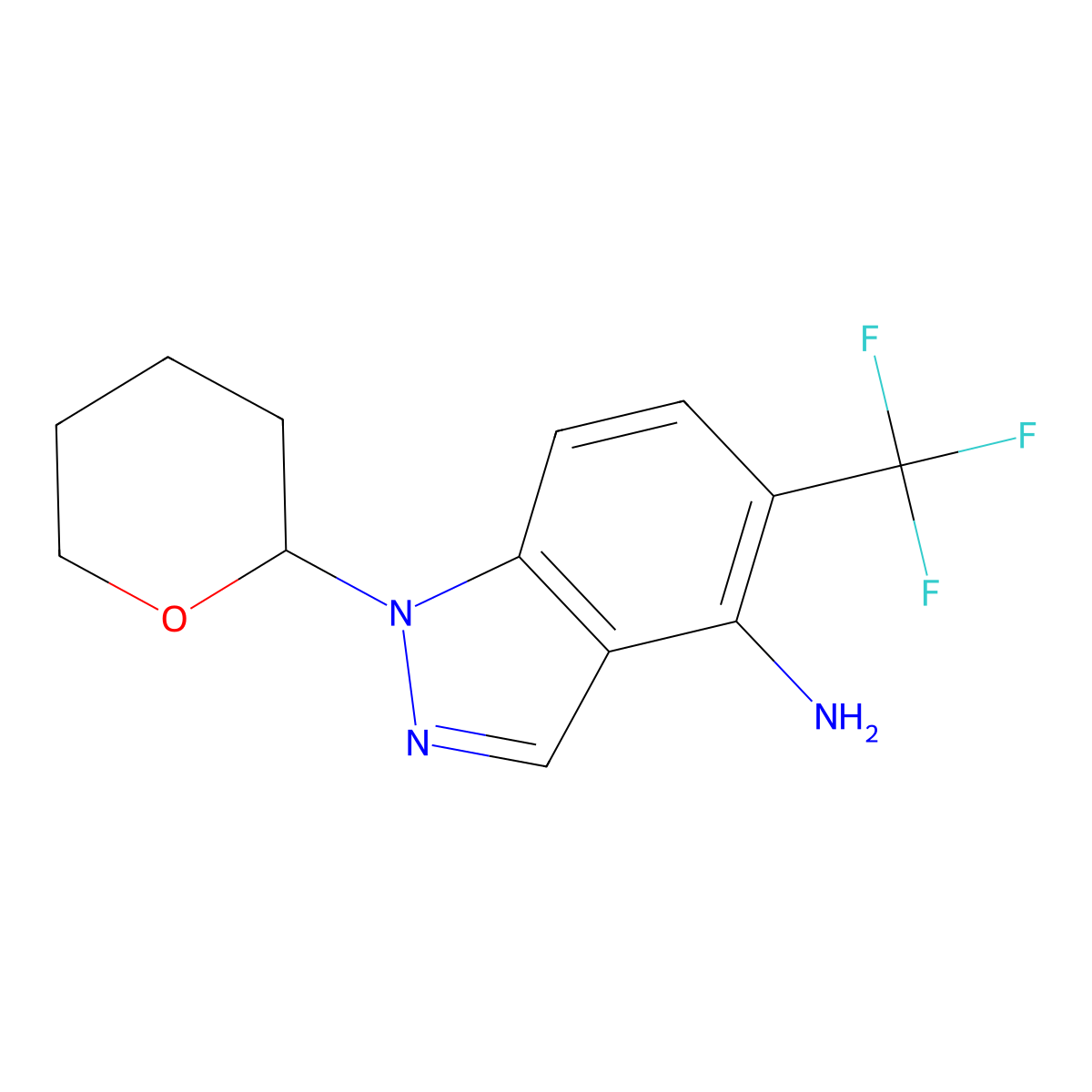 1-(Tetrahydro-2H-pyran-2-yl)-5-(trifluoromethyl)-1H-indazol-4-amine molecular structure, CAS 2044703-06-0