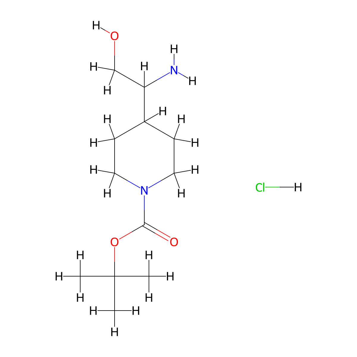 tert-Butyl 4-(1-amino-2-hydroxyethyl)piperidine-1-carboxylate hydrochloride molecular structure, CAS 2044704-67-6