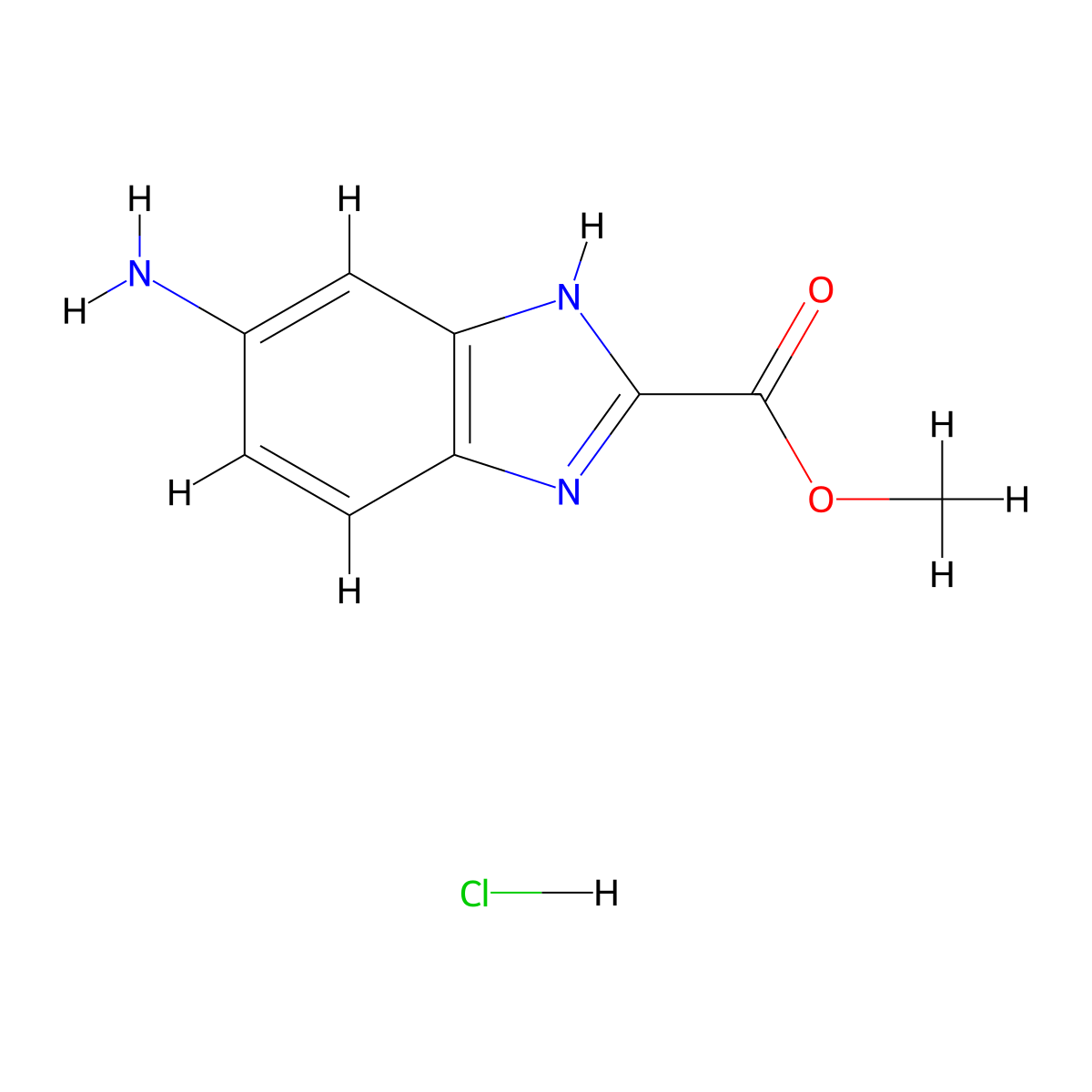 Methyl 5-amino-1H-benzo[d]imidazole-2-carboxylate hydrochloride molecular structure, CAS 2044704-79-0