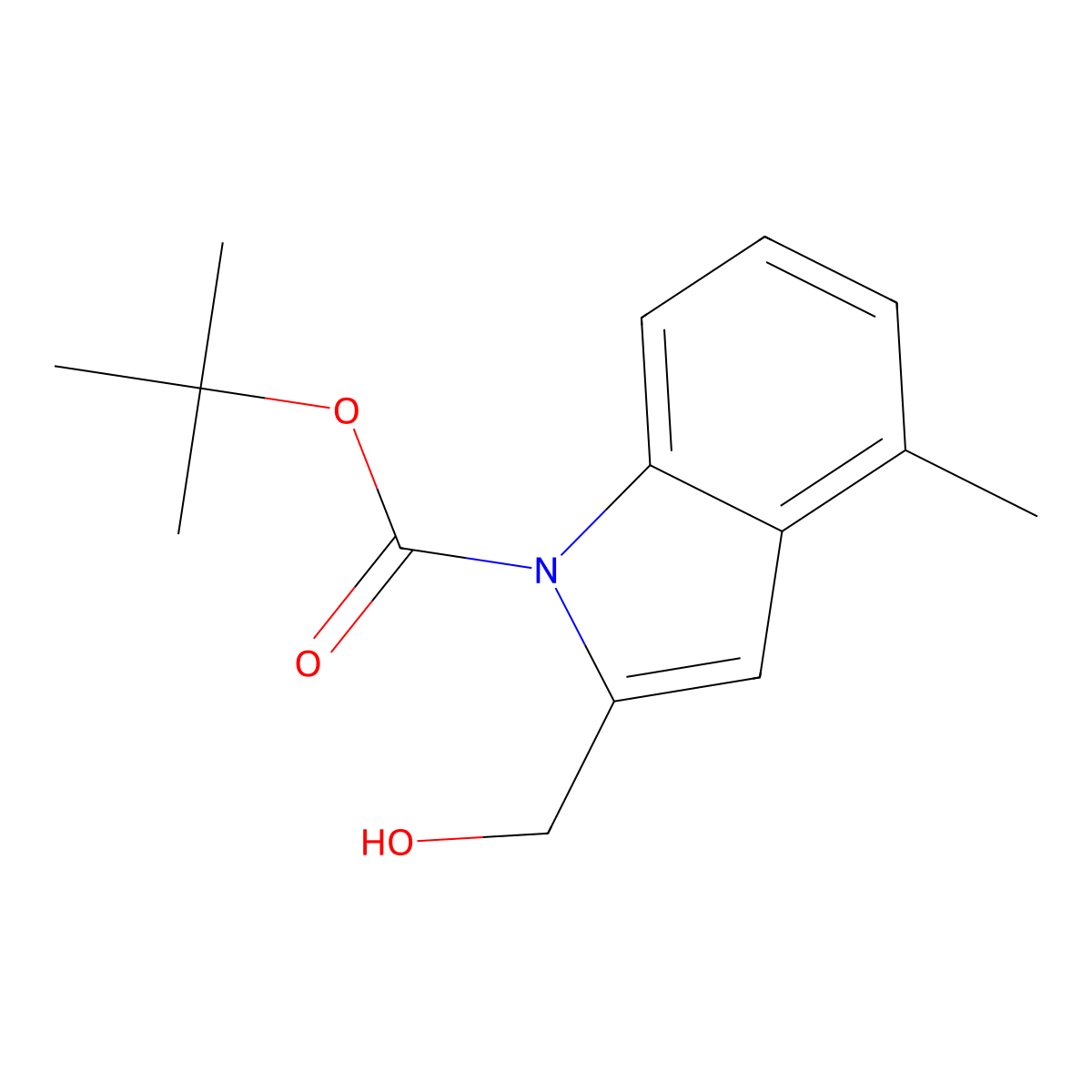 tert-butyl 2-(hydroxymethyl)-4-methyl-1H-indole-1-carboxylate molecular structure, CAS 2044704-80-3