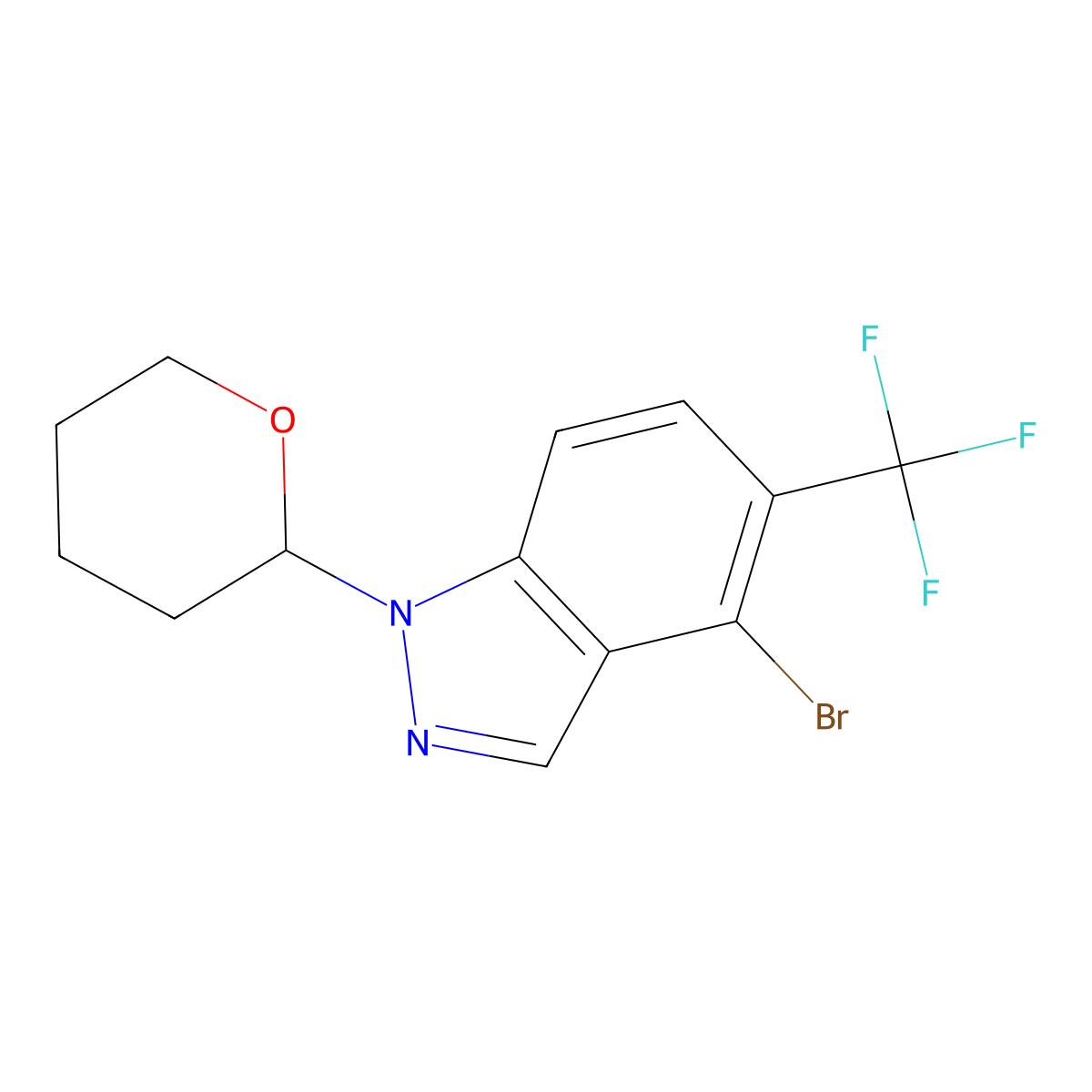 4-Bromo-1-(tetrahydro-2H-pyran-2-yl)-5-(trifluoromethyl)-1H-indazole molecular structure, CAS 2044704-81-4