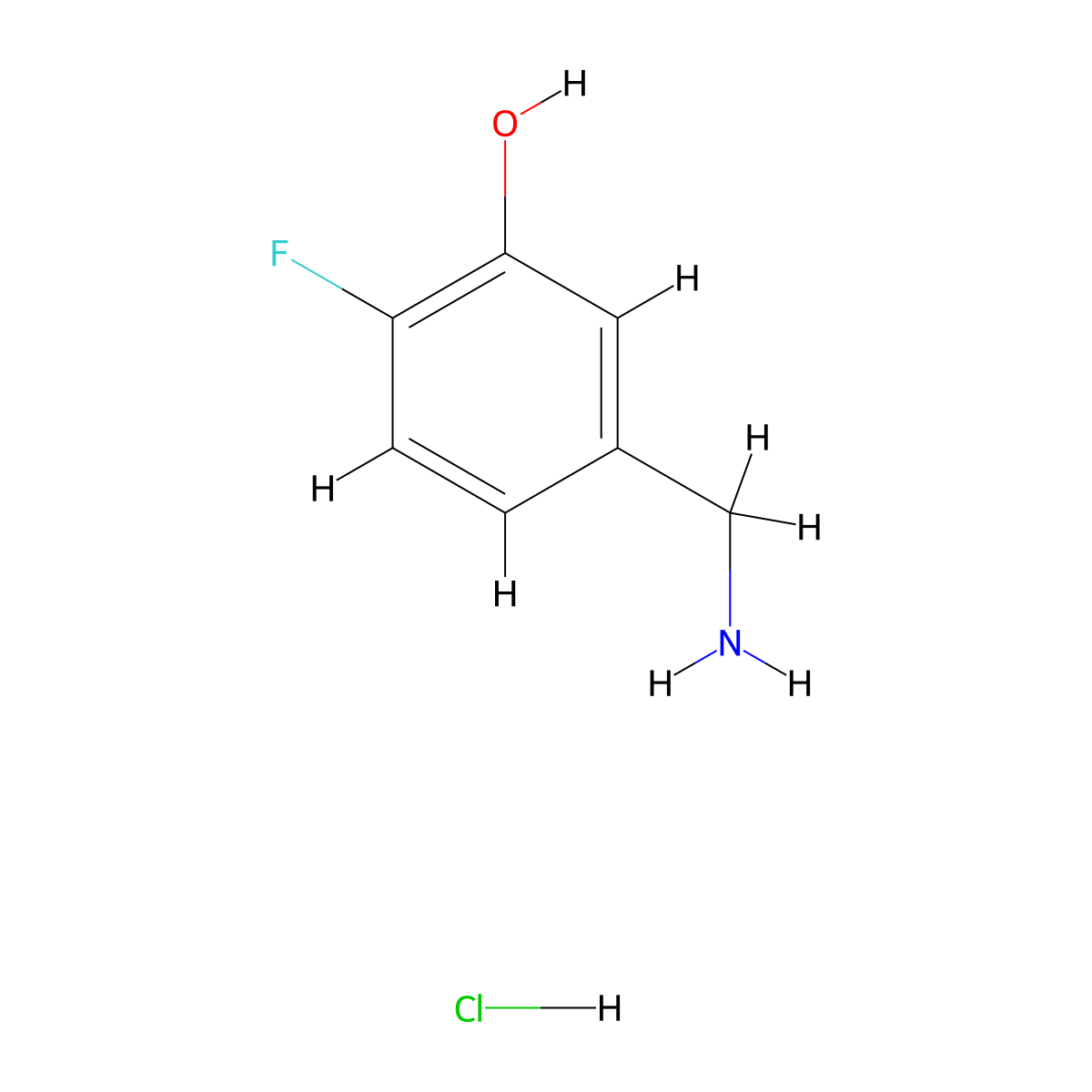 5-(Aminomethyl)-2-fluorophenol hydrochloride molecular structure, CAS 2044704-82-5