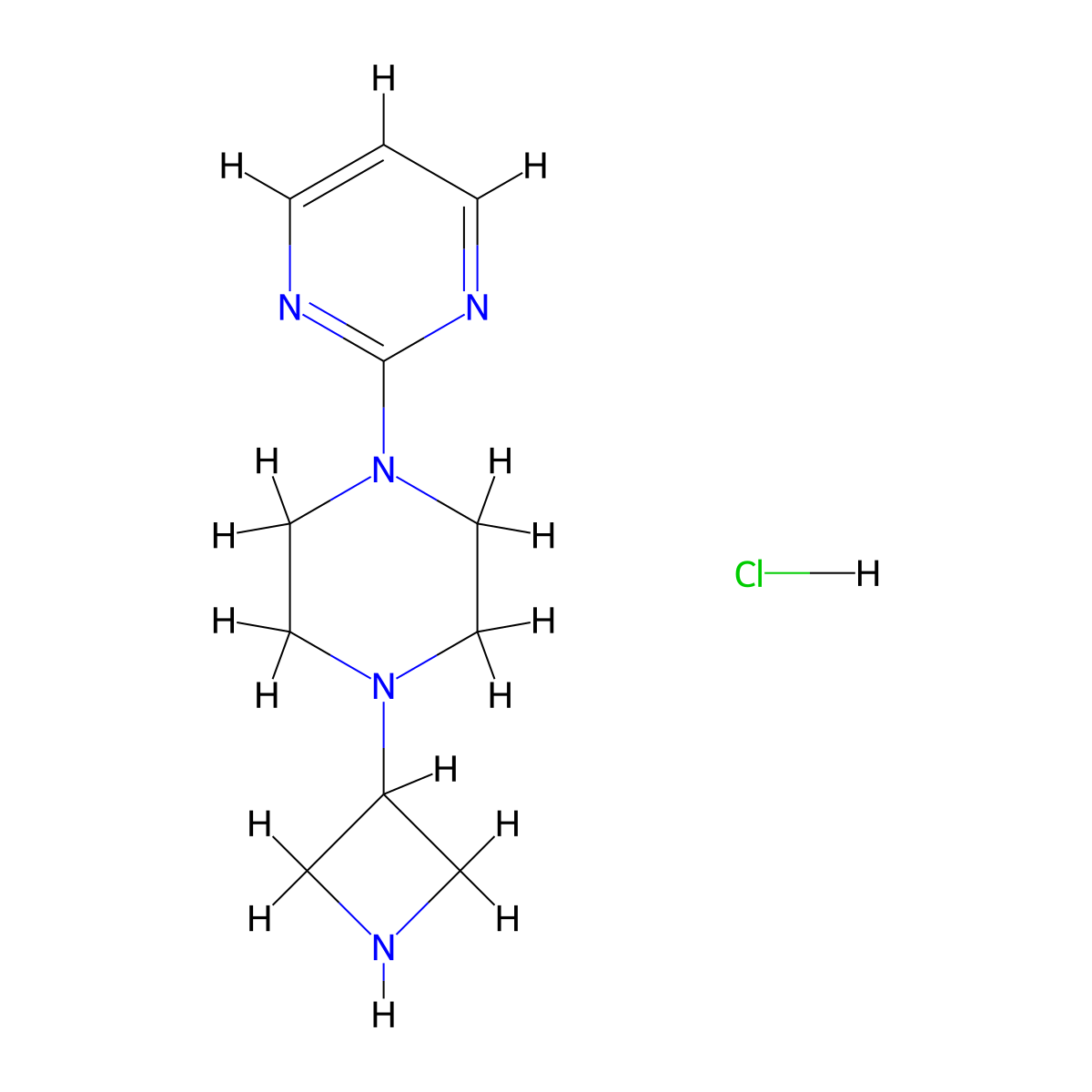 2-(4-(Azetidin-3-yl)piperazin-1-yl)pyrimidine hydrochloride molecular structure, CAS 2044704-96-1