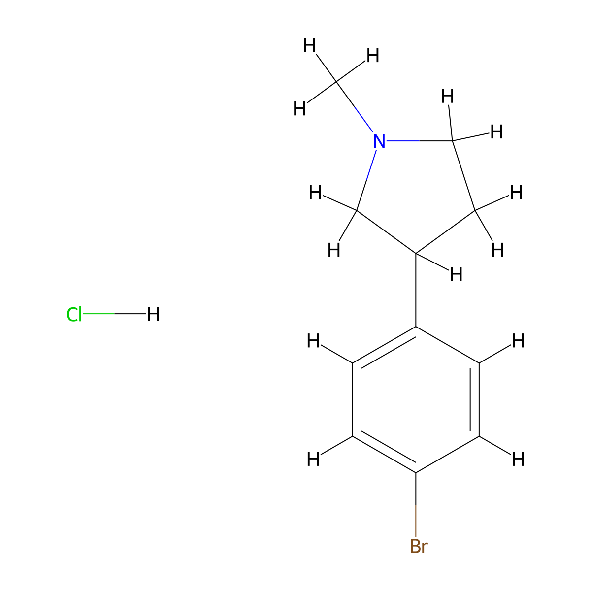 3-(4-Bromophenyl)-1-methylpyrrolidine hydrochloride molecular structure, CAS 2044705-04-4