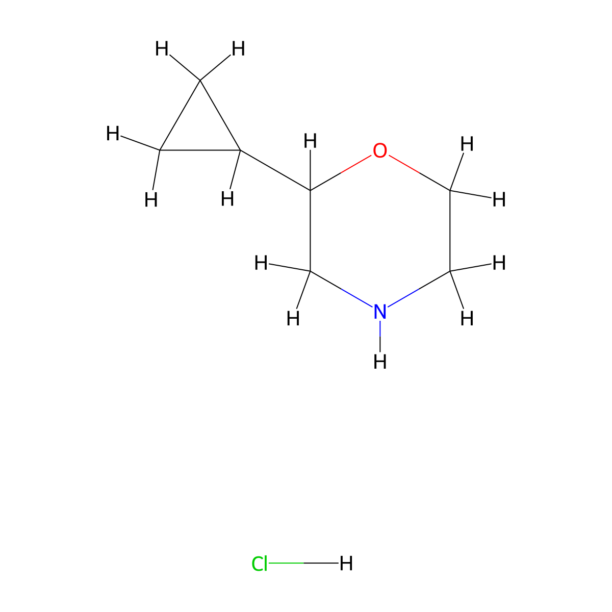 2-Cyclopropylmorpholine hydrochloride molecular structure, CAS 2044705-23-7
