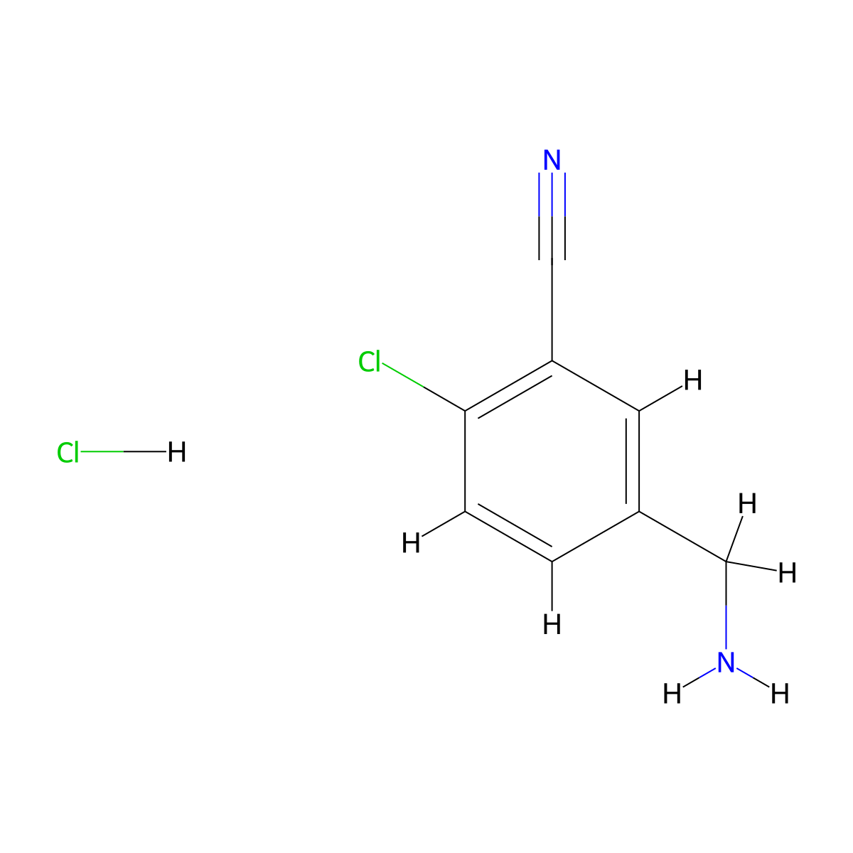 5-(Aminomethyl)-2-chlorobenzonitrile hydrochloride molecular structure, CAS 2044705-25-9