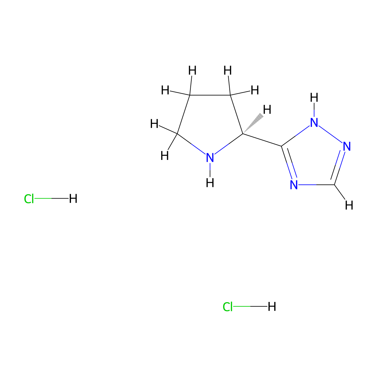 5-[(2S)-pyrrolidin-2-yl]-1H-1,2,4-triazole dihydrochloride molecular structure, CAS 2044705-49-7
