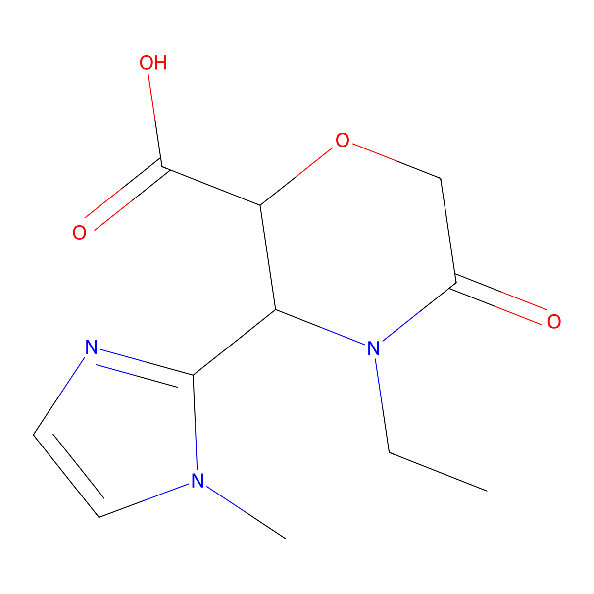 (2S,3R)-4-ethyl-3-(1-methyl-1H-imidazol-2-yl)-5-oxomorpholine-2-carboxylic acid molecular structure, CAS 2044705-54-4