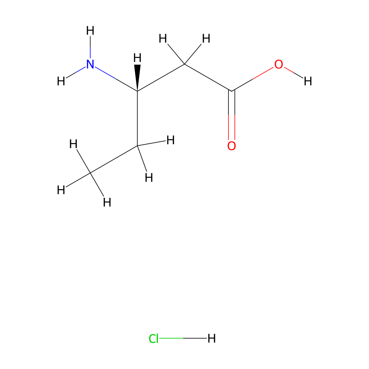 (S)-3-aminopentanoic acid hydrochloride molecular structure, CAS 2044705-61-3