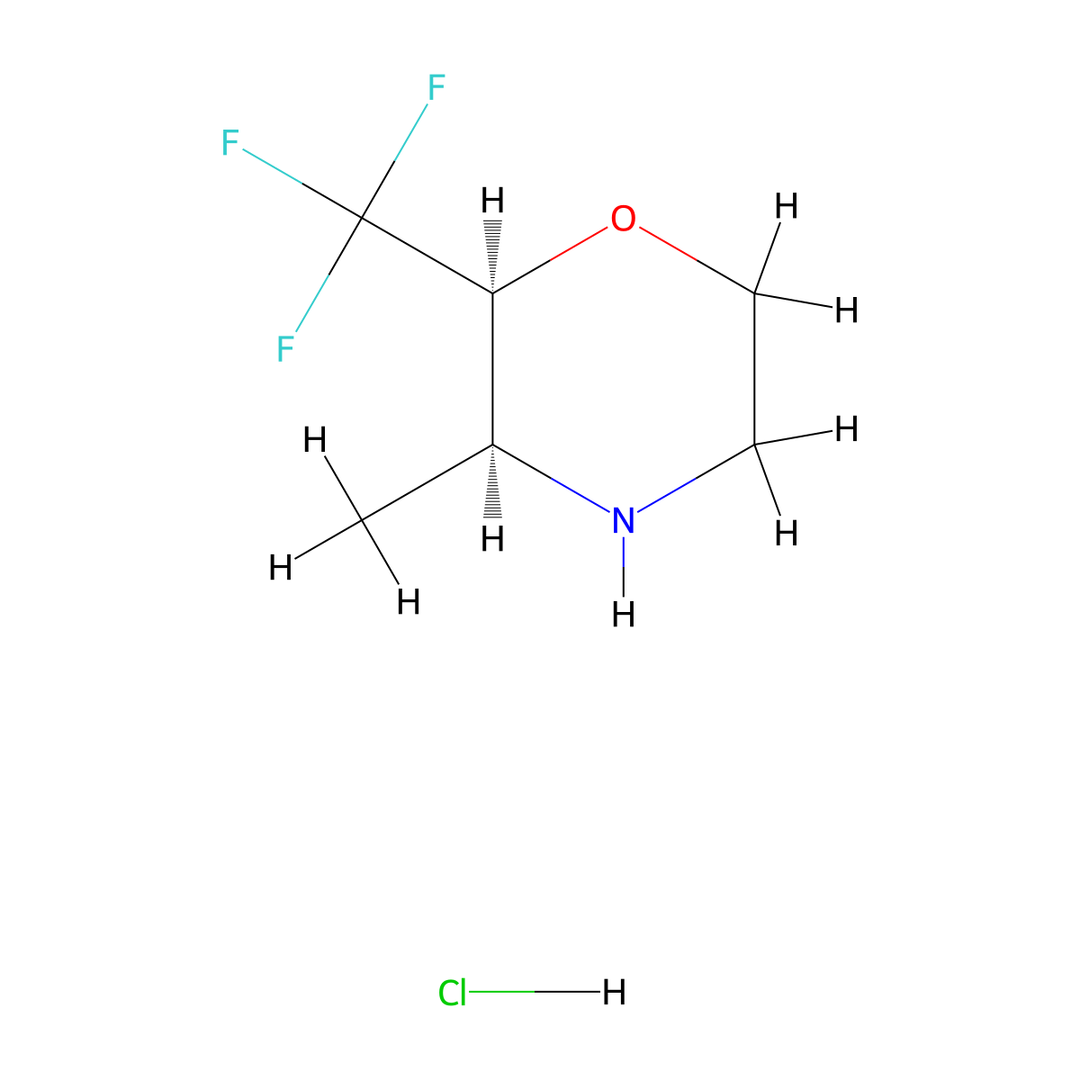 (2S,3S)-3-methyl-2-(trifluoromethyl)morpholine hydrochloride molecular structure, CAS 2044705-80-6