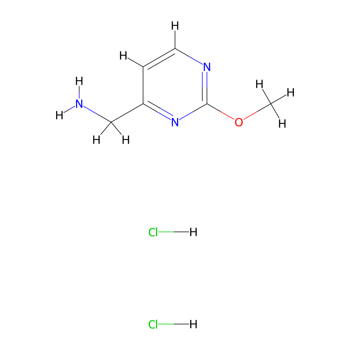 (2-Methoxypyrimidin-4-yl)methanamine dihydrochloride molecular structure, CAS 2044706-05-8